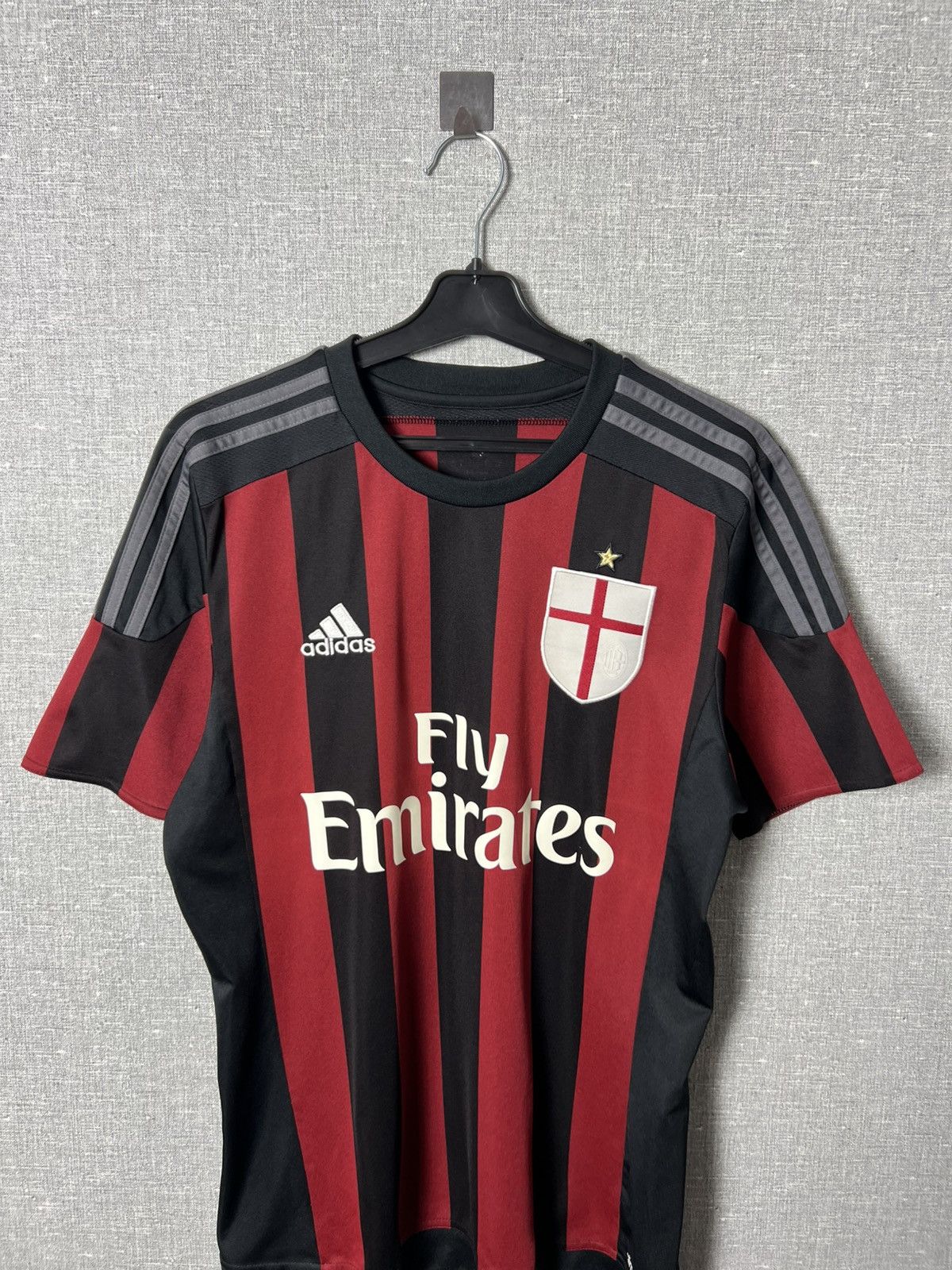 Adidas 2015 / 2016 AC Milan Italy Adidas Vintage Home Soccer Jersey Size US M / EU 48-50 / 2 - 2 Thumbnail