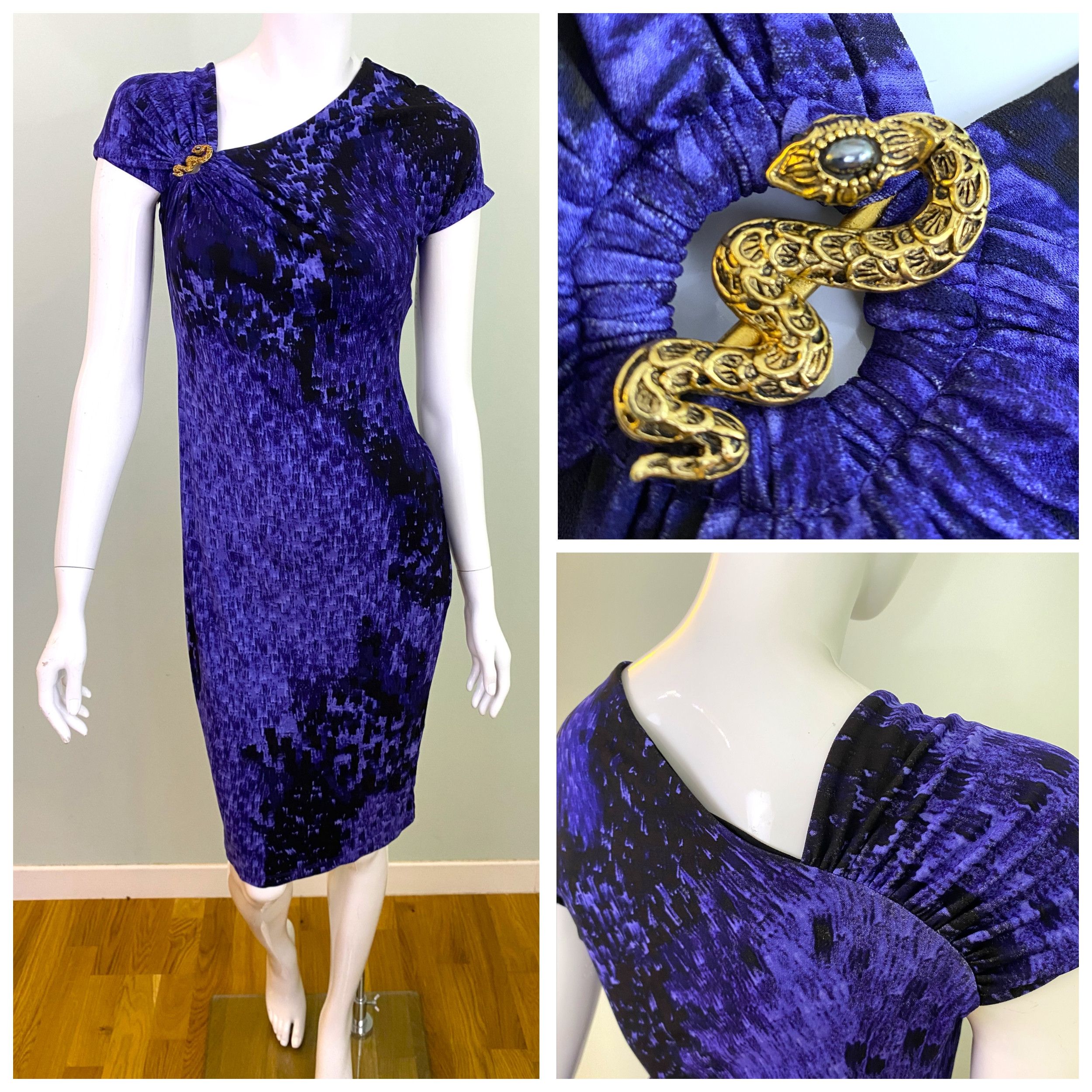 Roberto Cavalli Roberto Cavalli Snake Reptile Evening Midi Medium Dress Size M / US 6-8 / IT 42-44 - 1 Thumbnail