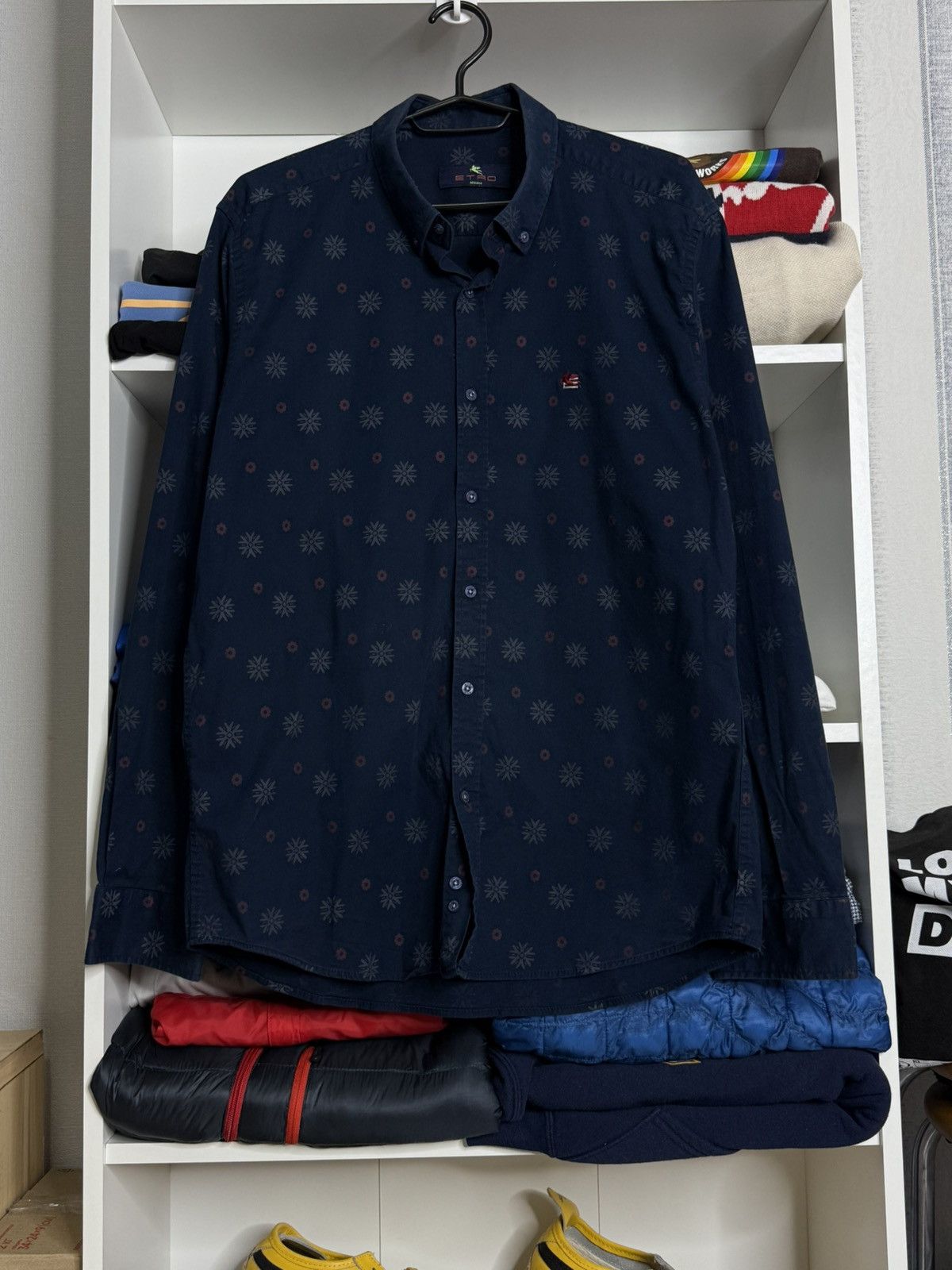 Etro Etro Navy Blue Floral pattern shirt size XXL(M) Size US M / EU 48-50 / 2 - 2 Thumbnail