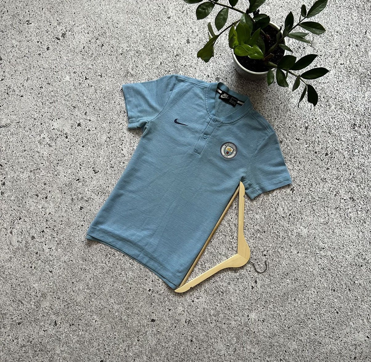 Nike × Vintage Nike Manchester City Polo T-Shirt Football Soccer Jersey Size US S / EU 44-46 / 1 - 1 Thumbnail
