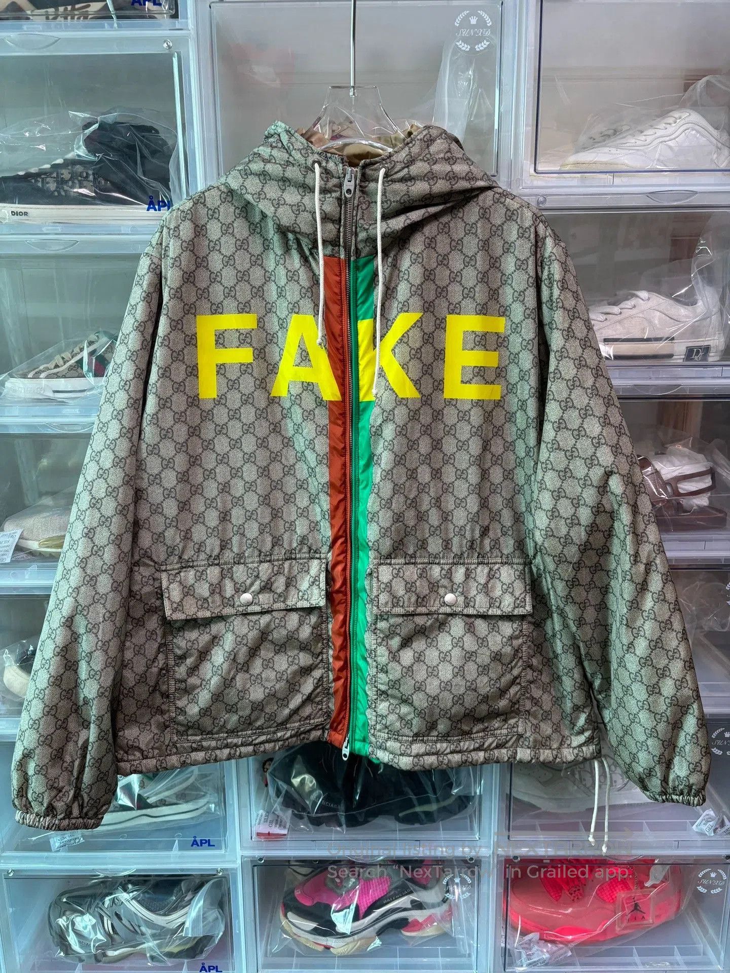 Gucci Gucci Brown Letter Print Hooded Jacket. Size US M / EU 48-50 / 2 - 1 Thumbnail