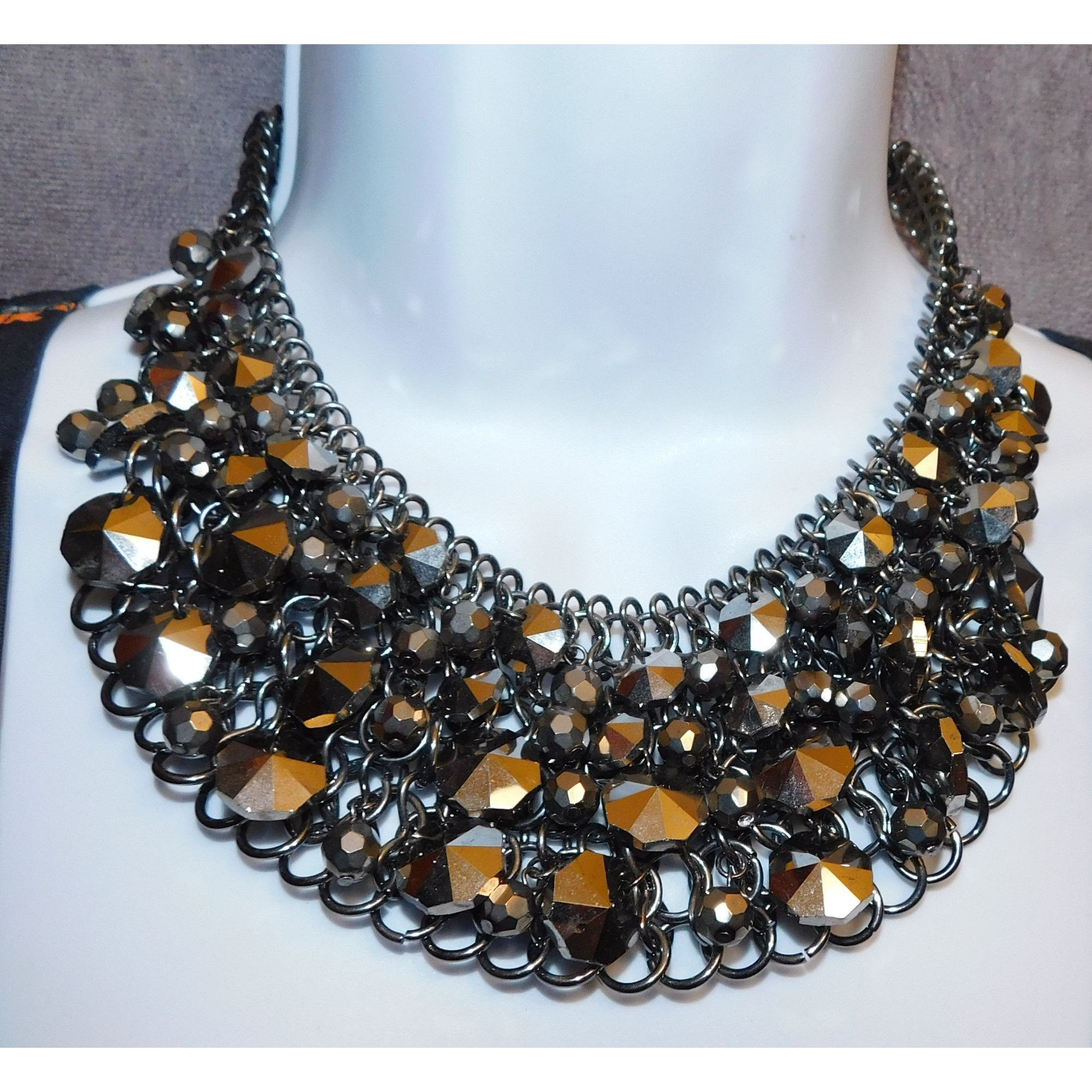 Other Glam Goth Sparkly Gemmed Bib Statement Necklace Size ONE SIZE - 2 Thumbnail