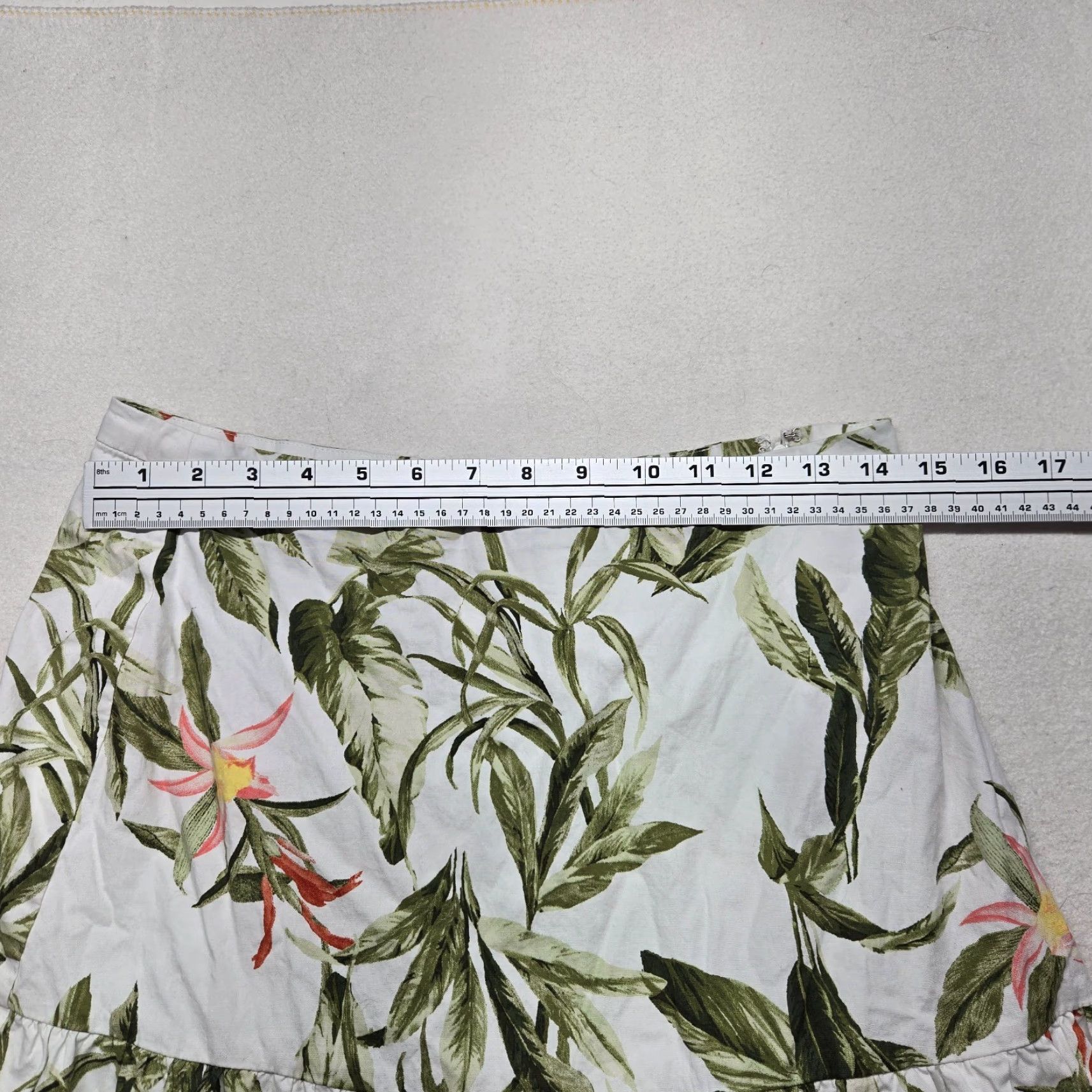 Vintage WAYF Floral Long Skirt Elastic Waist A-Line Casual Women M White Cotton Blend Polyester Skirt Spring Summer Womens Size 32" / US 10 / IT 46 - 5 Thumbnail