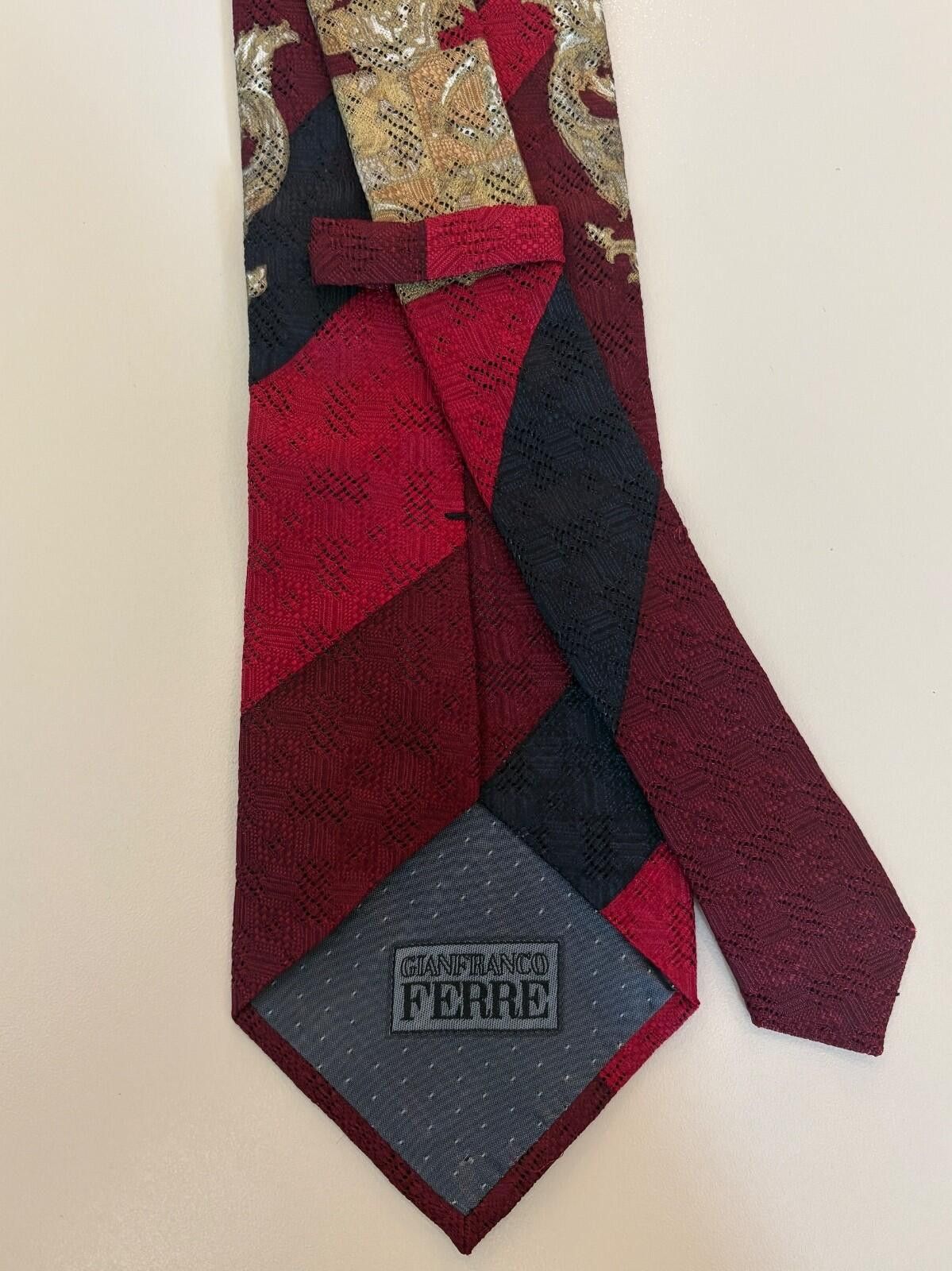Gianfranco Ferre Gianfranco Ferre Italy Silk Tie Vtg Heraldic Crest Stripe Size ONE SIZE - 5 Thumbnail