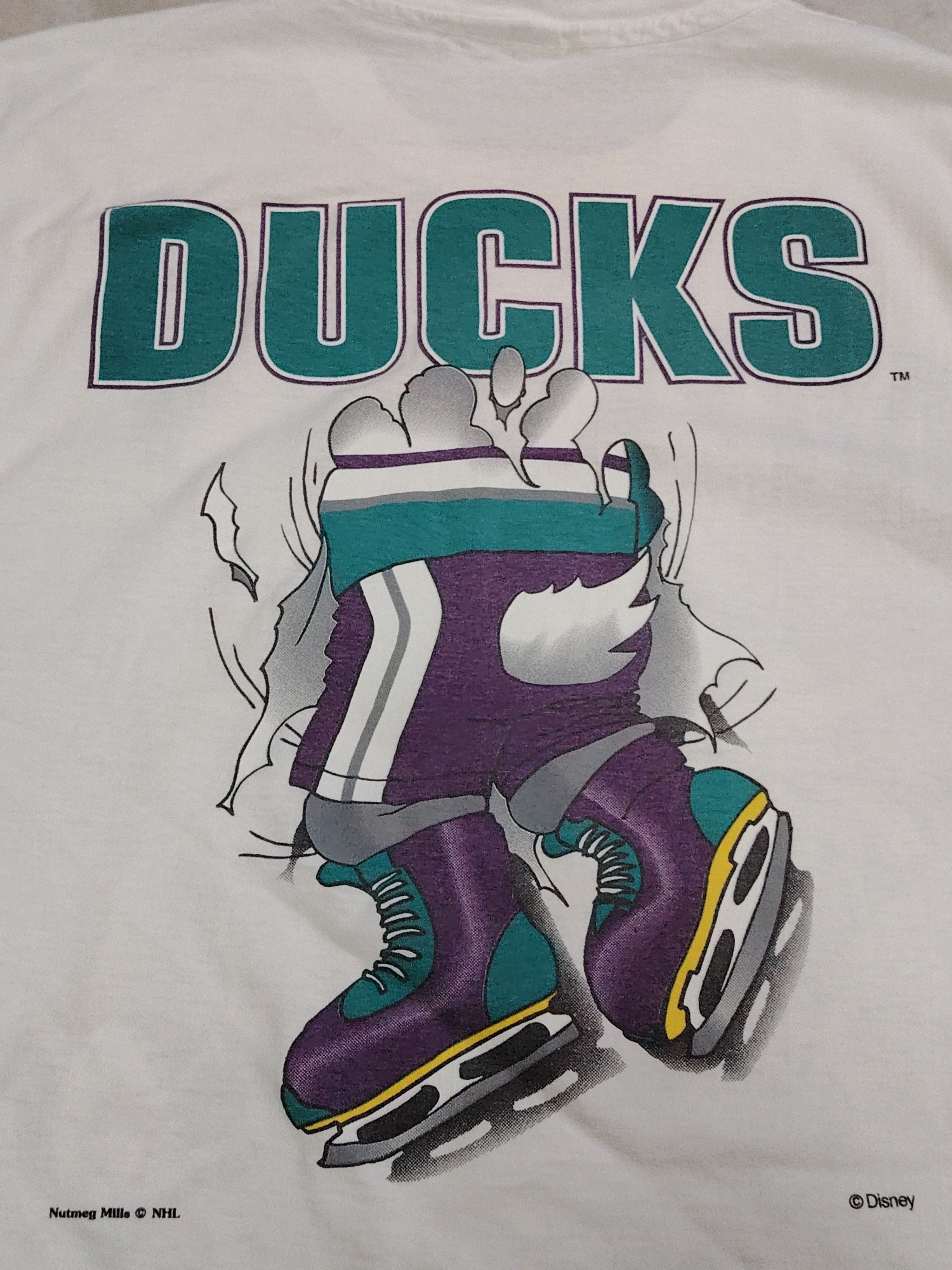 NHL Vintage Disney Mighty Ducks NHL Mirror Print Nutmeg t shirt Size US XL / EU 56 / 4 - 11 Thumbnail