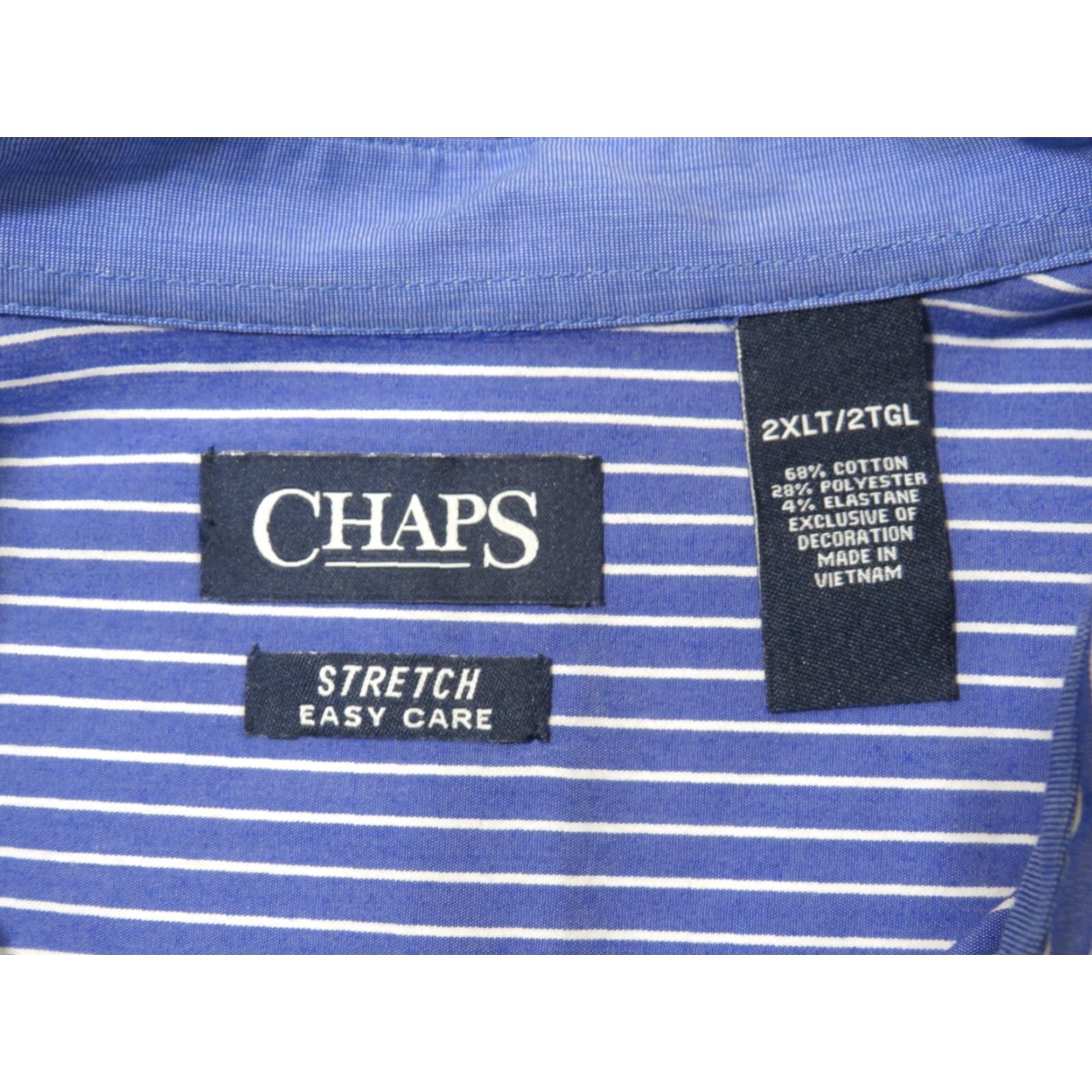 Chaps NWT Chaps Button-Down Shirt 2XLT Blue White Stripe Long Sleeve Cotton Woven Easy Care Embroidered Pocket Mens Size US XXL / EU 58 / 5 - 5 Thumbnail