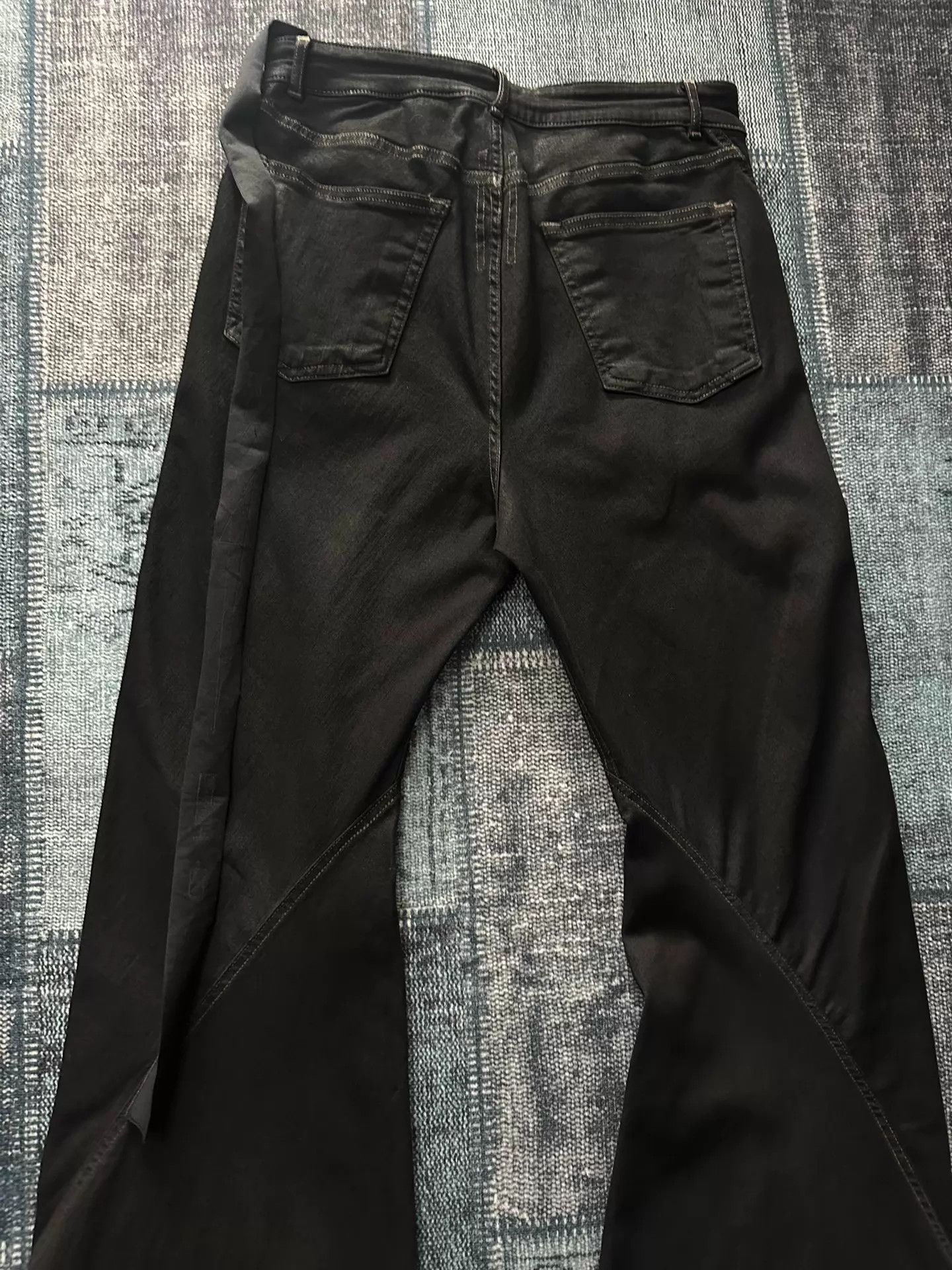Rick Owens Rick Owens Bootcut Waxed Black Denim OG No Straps Size US 34 / EU 50 - 5 Thumbnail
