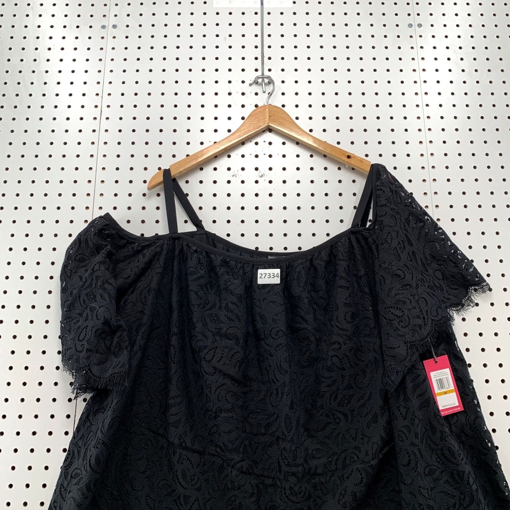 Vince Camuto Vince Camuto Black 3X Pale Dahlia Lace Cold Shoulder Top Womens NWT 24 Size XXL / US 16-18 / IT 52-54 - 6 Thumbnail