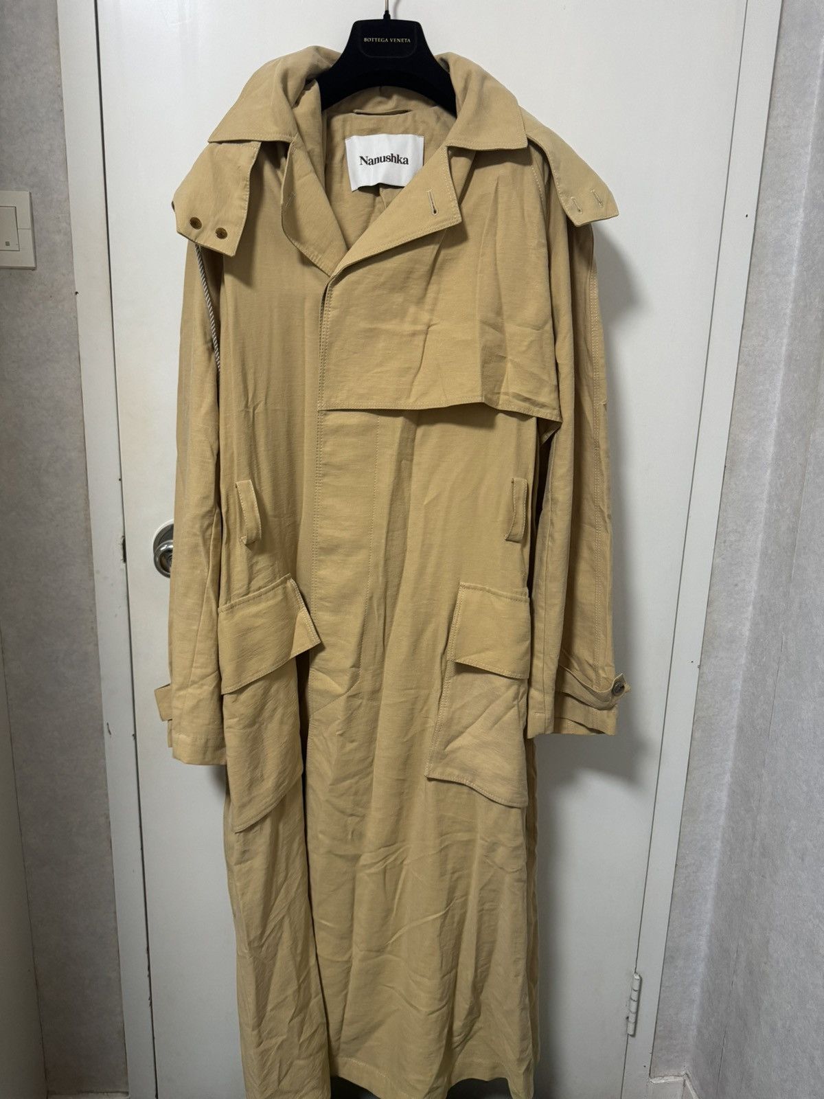 Nanushka Tan Hooded Trench Coat Size US M / EU 48-50 / 2 - 1 Thumbnail