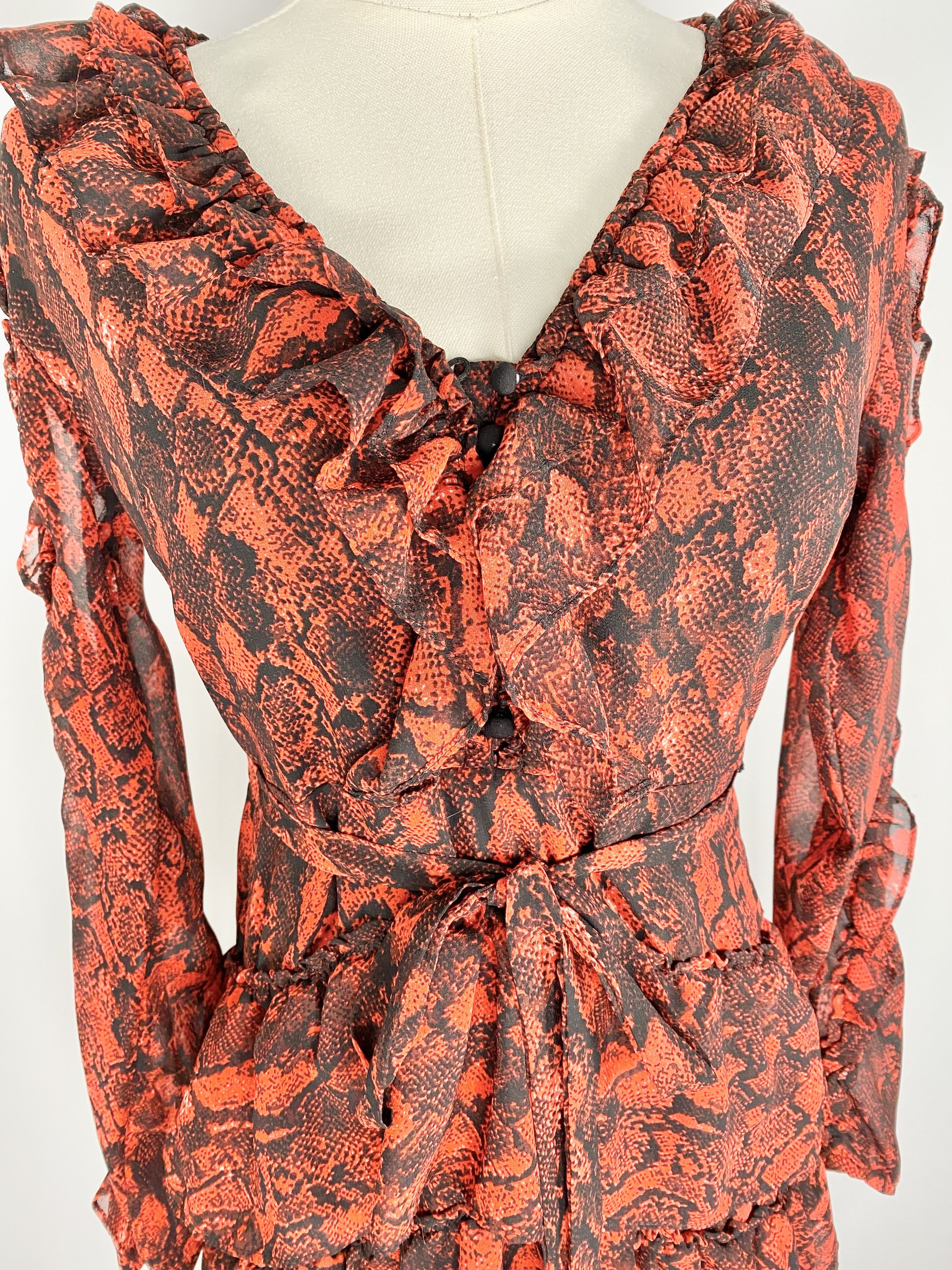 Dolls Kill Buffalo, David Bitton - Red Snake Print Dress Size S / US 4 / IT 40 - 3 Thumbnail