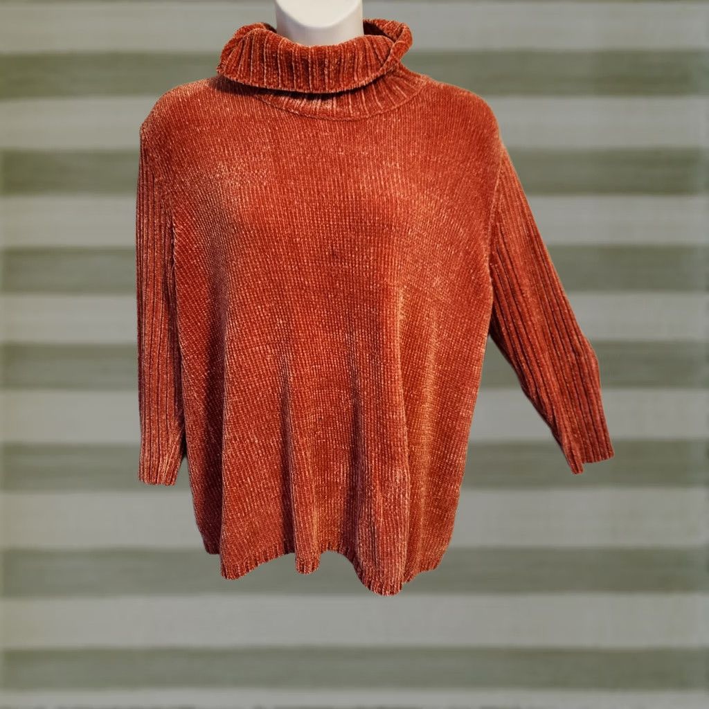 Vintage Woman Within Sweater Shirt? No, Cowl Neck Orange Pullover L Women Long Sleeve Fall Casual Travel Size L / US 10 / IT 46 - 1 Thumbnail