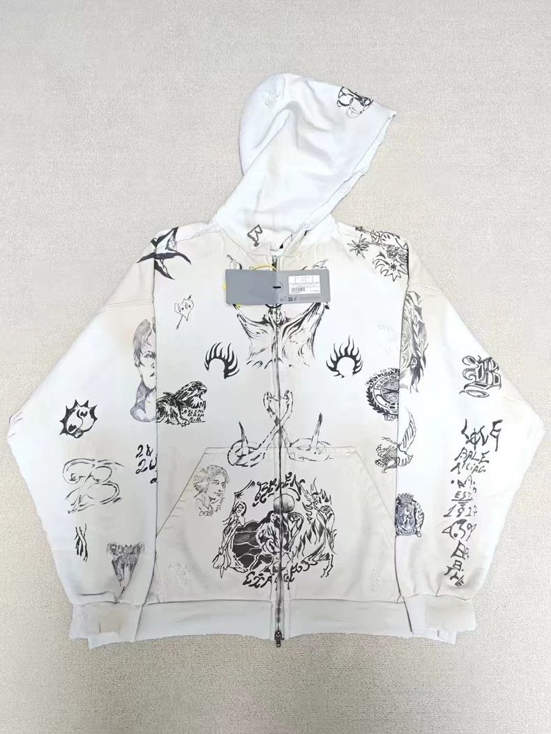 Balenciaga Balenciaga Burnt Mud Dirty Tattoo Sketch Zipper Sweater Ja Size US XS / EU 42 / 0 - 1 Thumbnail