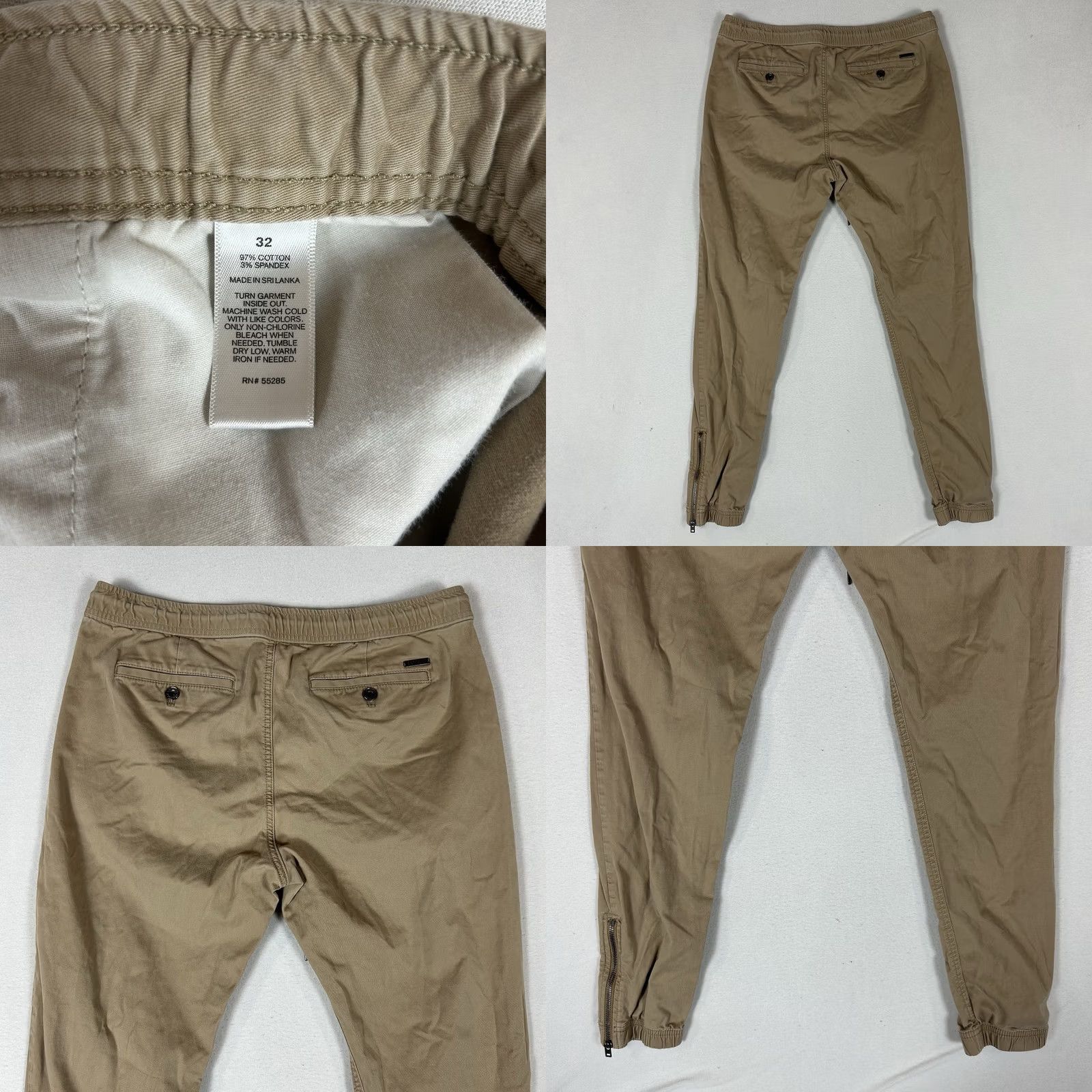 Express Express Jogger Pants Mens Size 32 Beige Slim Fit Beis Side Zip Pockets Stretch Tapered Inseam 29 Cotton Blend Spandex Size US 32 / EU 48 - 8 Thumbnail