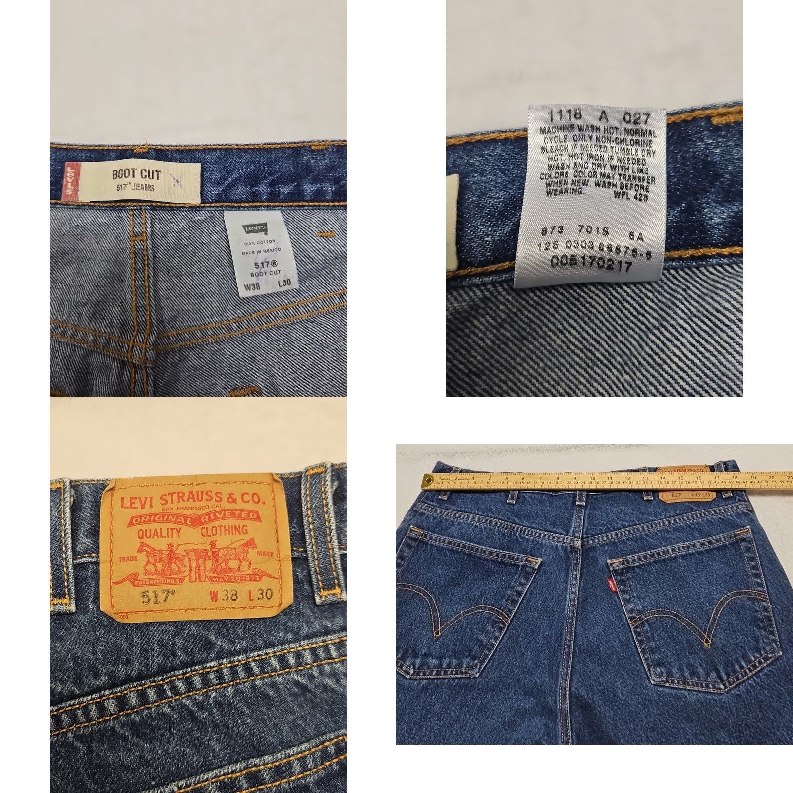 Levi's Levi’s 517 Bootcut Jeans 38x30 Blue Denim Distressed Regular Men Cowboy Work Denim Medium Wash Mexico Size US 38 / EU 54 - 8 Thumbnail