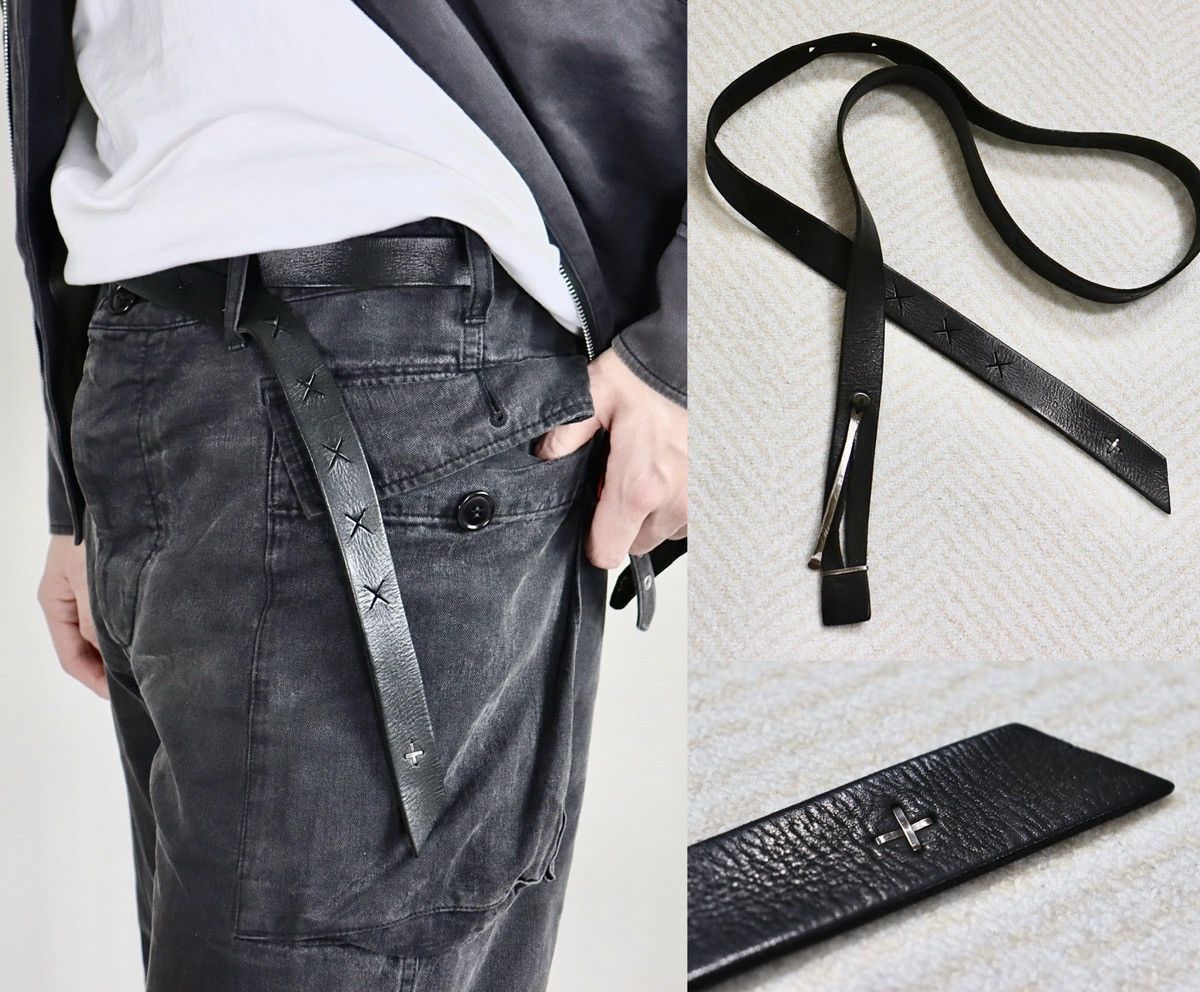 image of M.a+ Maurizio AMadei Leather Buckle Belt in Black, Men's