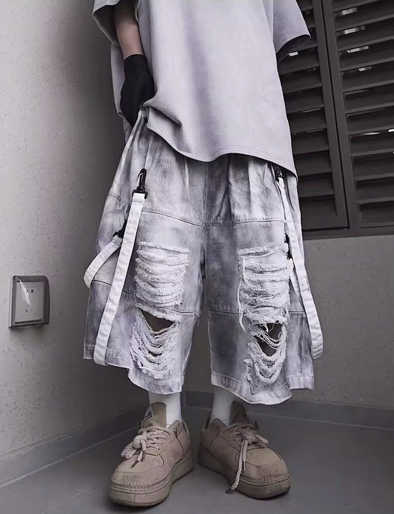 Jean Outdoor Designer Flared Distressed Utility Shorts Y2k Size US 34 / EU 50 - 1 Thumbnail