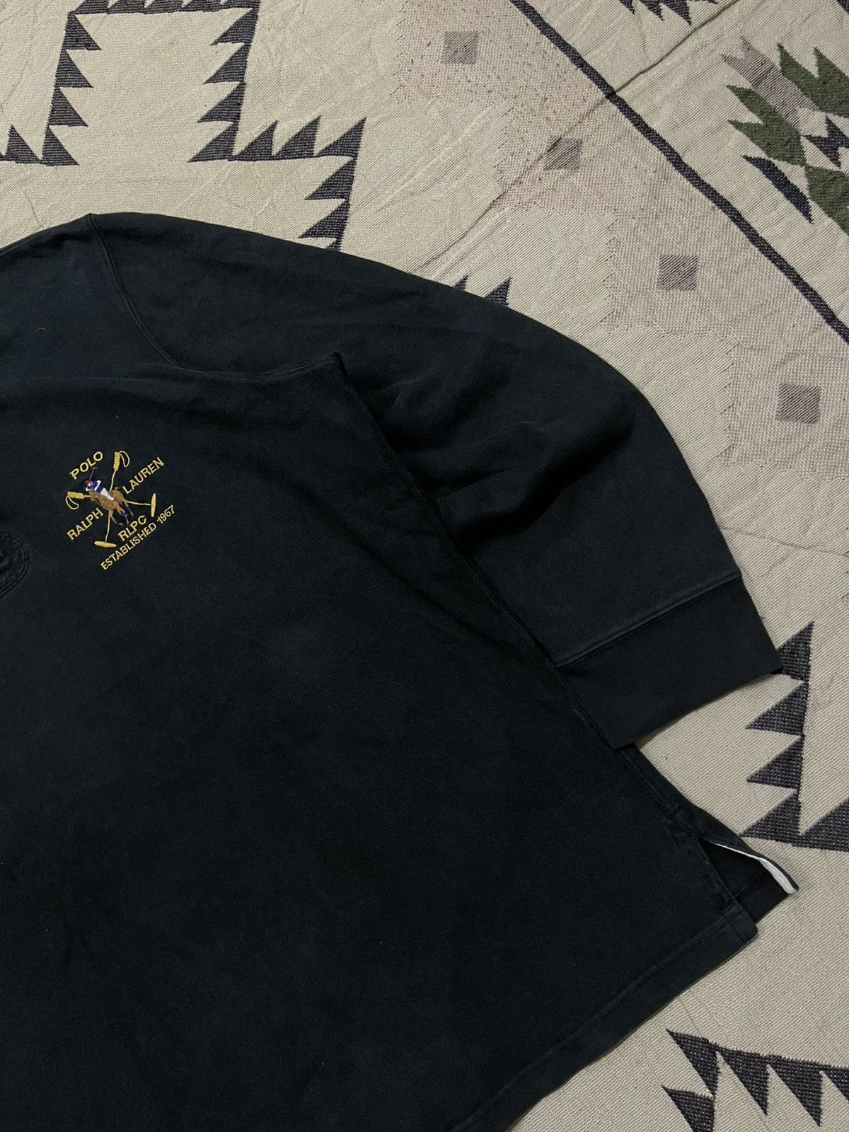 Polo Ralph Lauren 90s POLO RALPH LAUREN RUGBY NAVY GREEN FADED SHIRT Size US L / EU 52-54 / 3 - 3 Thumbnail