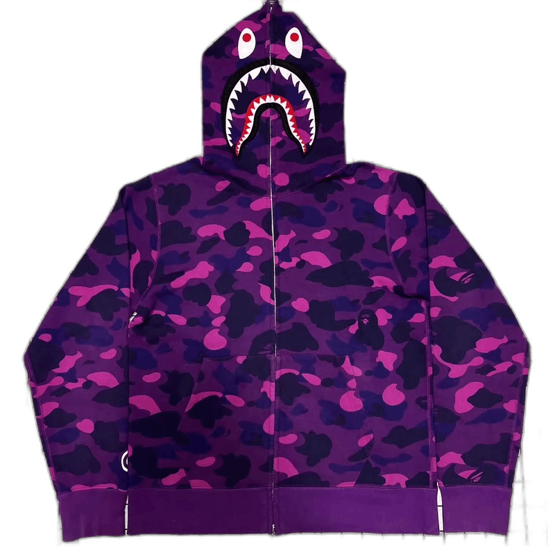 Bape Bape Purple Camouflage Shark Hoodie Jacket Size US L / EU 52-54 / 3 - 1 Thumbnail