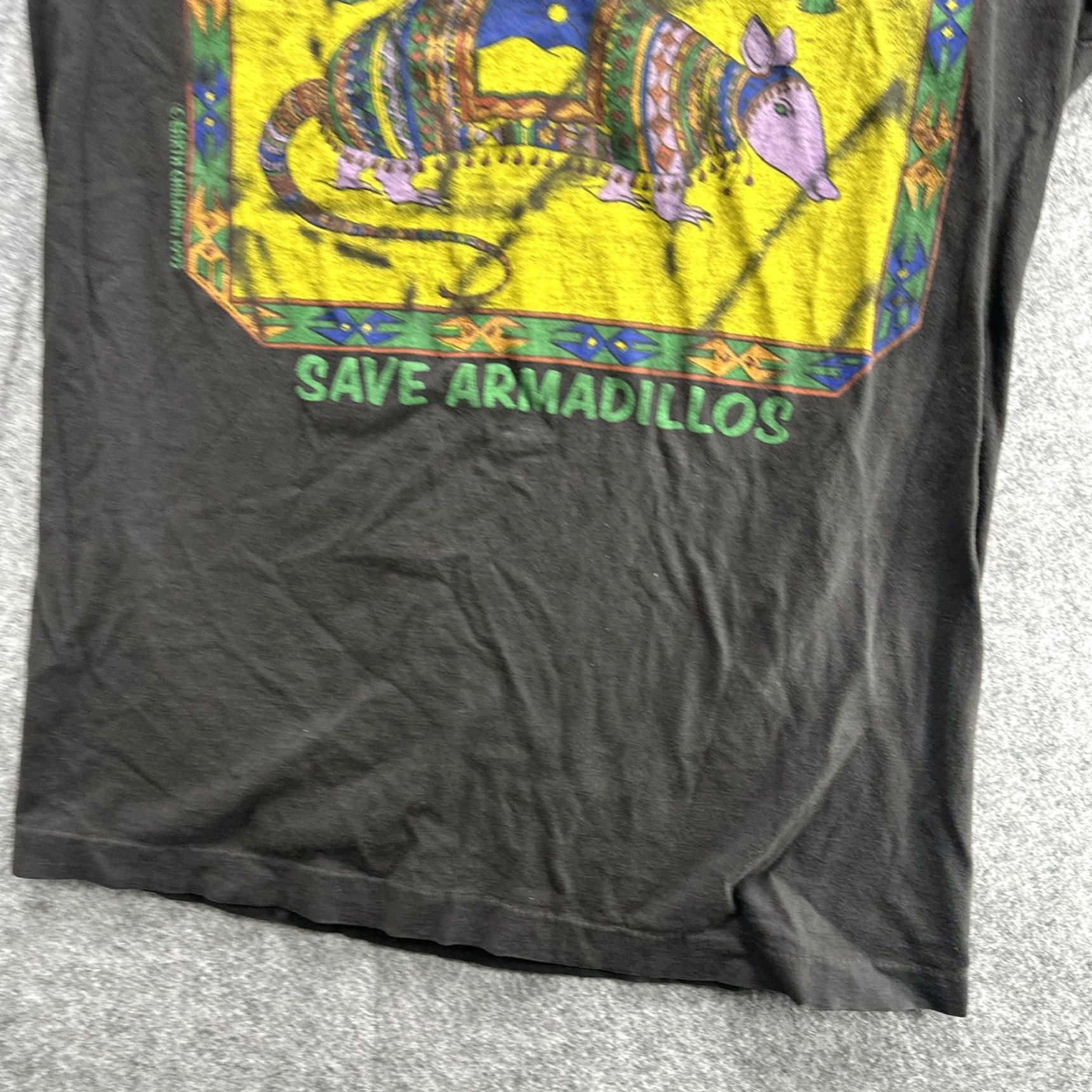 Vintage VINTAGE Earth Children Save Armadillos T-Shirt Mens Medium Black 90s Armadillo Graphic Extinct Is Forever Mens Size US M / EU 48-50 / 2 - 5 Thumbnail
