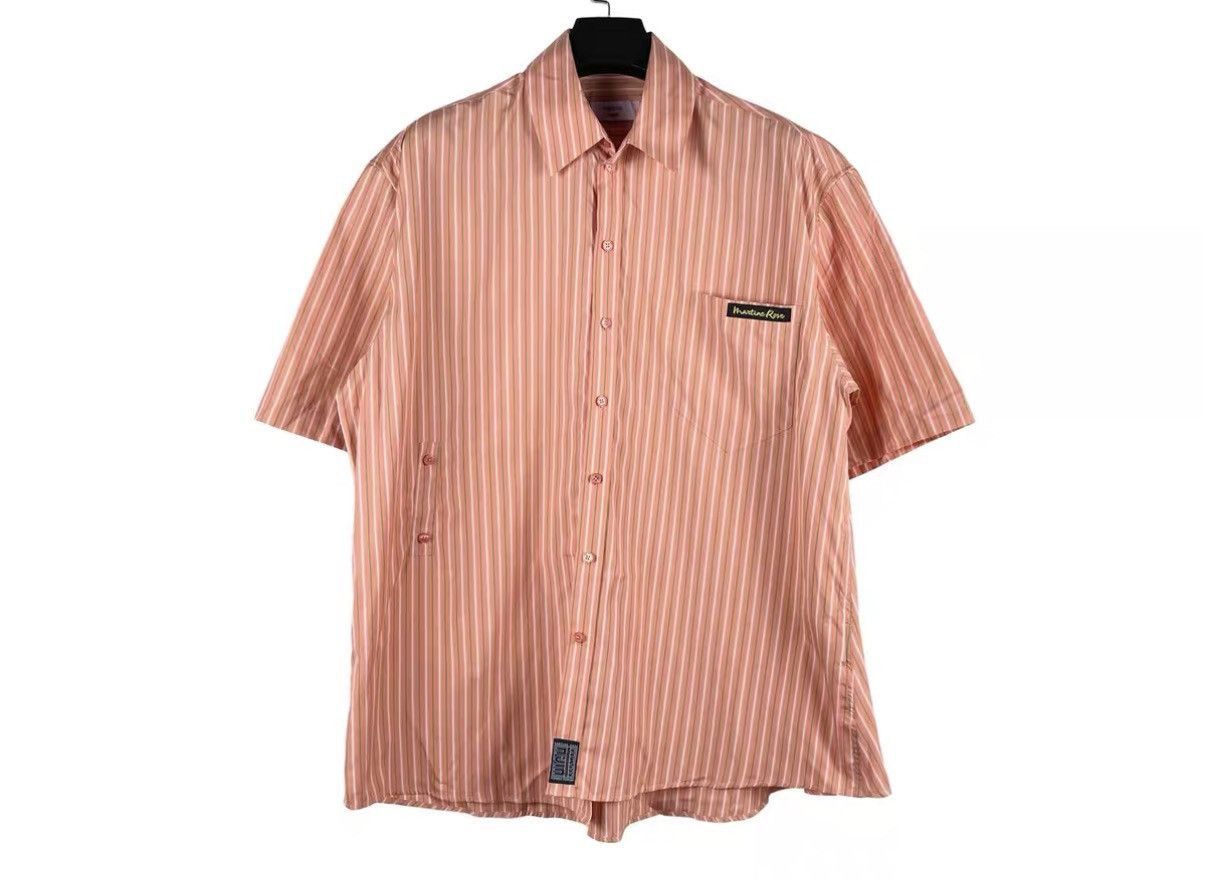Martine Rose Orange Striped Short-Sleeve Button-Up Shirt Size US XS / EU 42 / 0 - 1 Thumbnail
