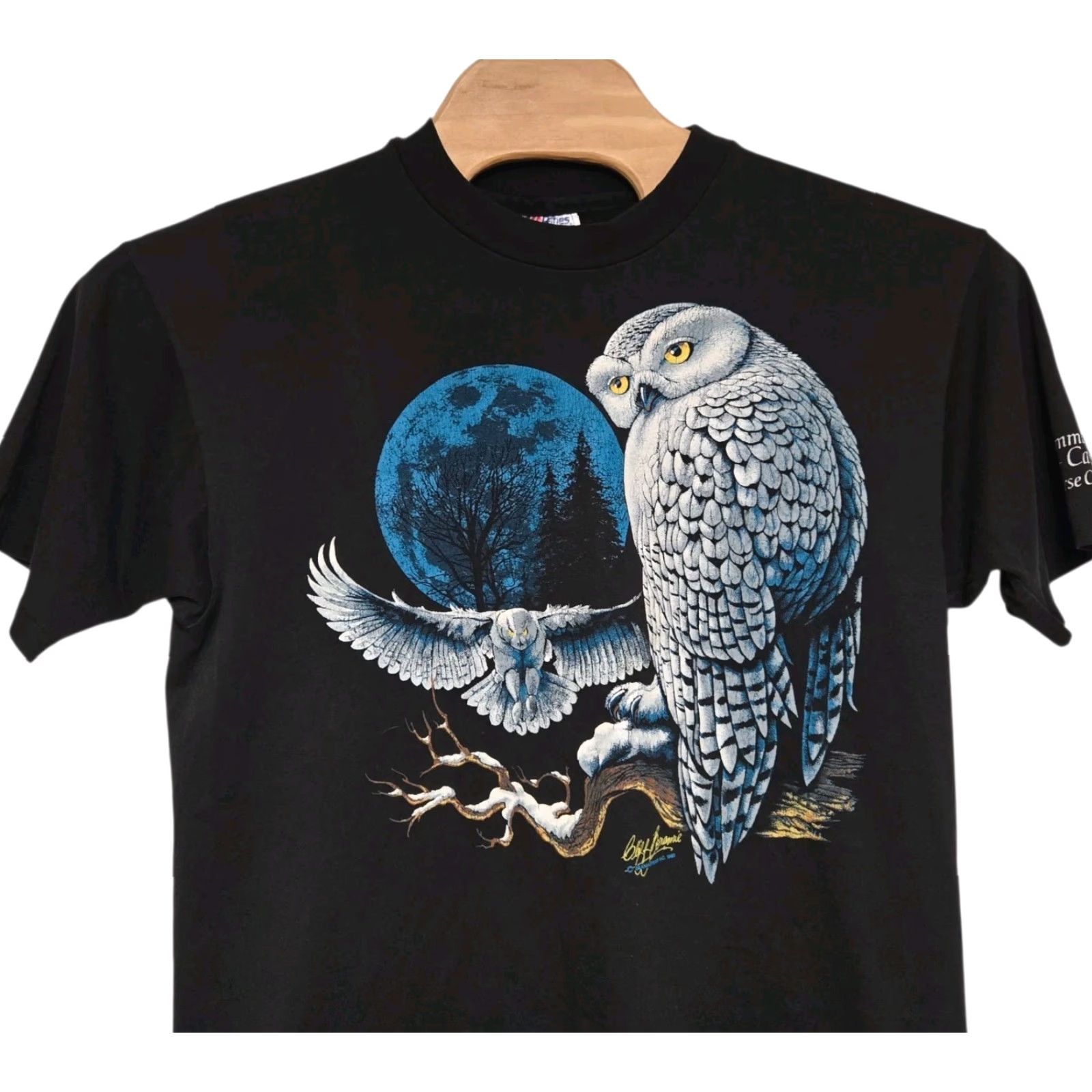 Vintage VINTAGE Single T-Shirt Nature Owl 90s Black XL Mens Short Sleeve | KY Snowy Cave Horse Cave KY Size US XL / EU 56 / 4 - 2 Thumbnail