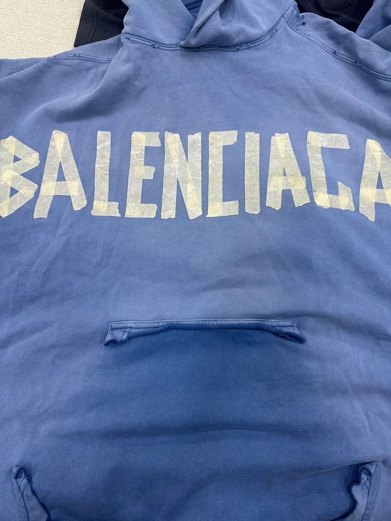 Balenciaga Balenciaga 23SS Smog Blue Tape TAPE Masking Paper Hoodie 25 Size US XL / EU 56 / 4 - 3 Thumbnail