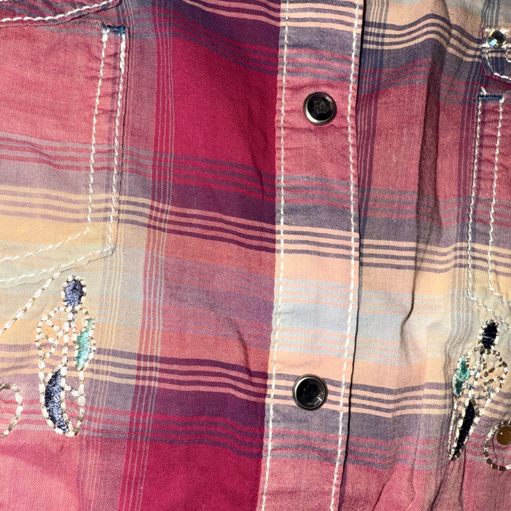 Wrangler Rock 47 By Wrangler Women’s Shirt Cowgirl Rodeo Pink Long Sleeve Size L Stain Size L / US 10 / IT 46 - 7 Thumbnail