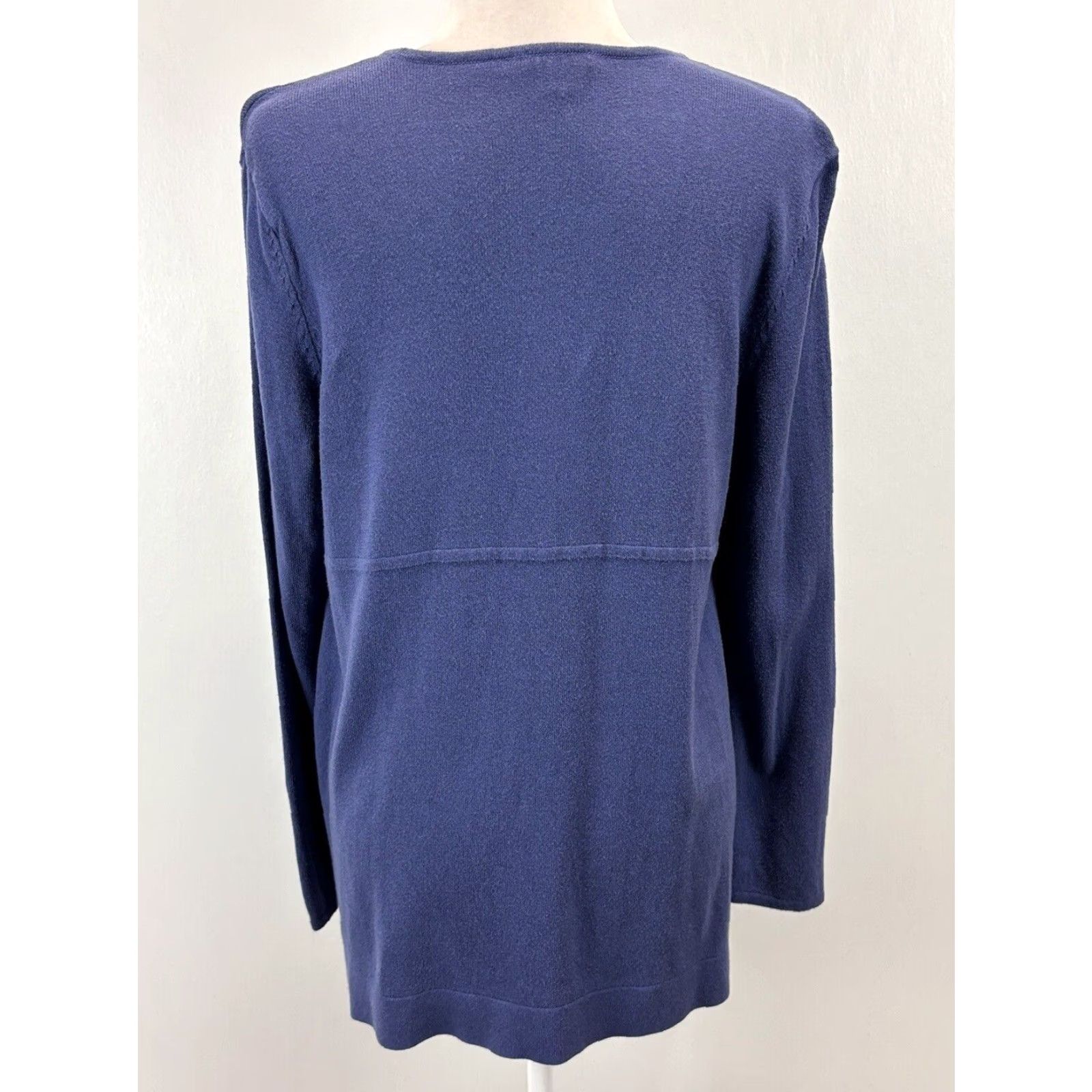 J. Jill J. Jill Women's Pullover Sweater Blue Medium Long Sleeve Cotton Blend Size M / US 6-8 / IT 42-44 - 3 Thumbnail