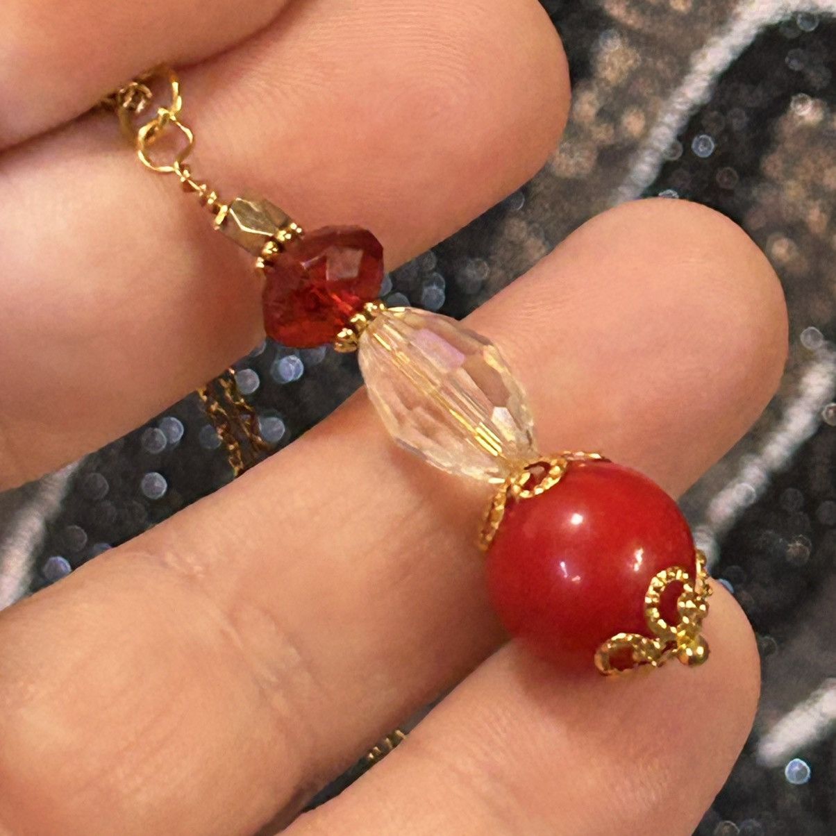 Handmade Handcrafted vintage bead crystal drop pendant necklace Size ONE SIZE - 1 Thumbnail