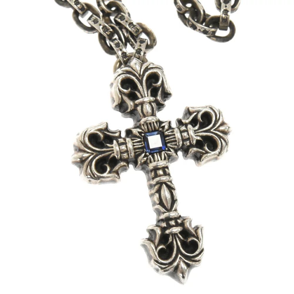 Chrome Hearts Chrome Hearts Filigree Sapphire Cross Paper Chain Necklace Size ONE SIZE - 3 Thumbnail