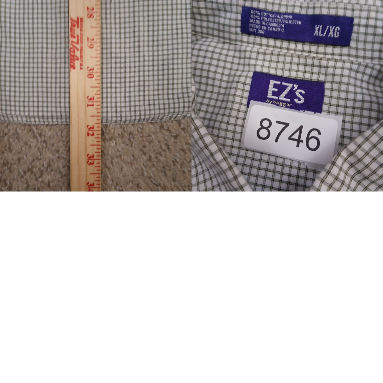Haggar Haggar Shirt Mens XL Green Plaid Short Sleeve Button-Down Cotton Blend Size US XL / EU 56 / 4 - 8 Thumbnail