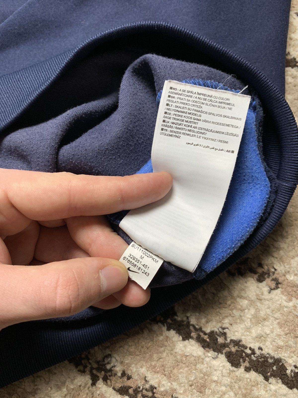 Nike × Vintage Vintage Nike Y2K Mini Swoosh Blue Boxy Sweatshirt Hype 00s Size US M / EU 48-50 / 2 - 10 Thumbnail
