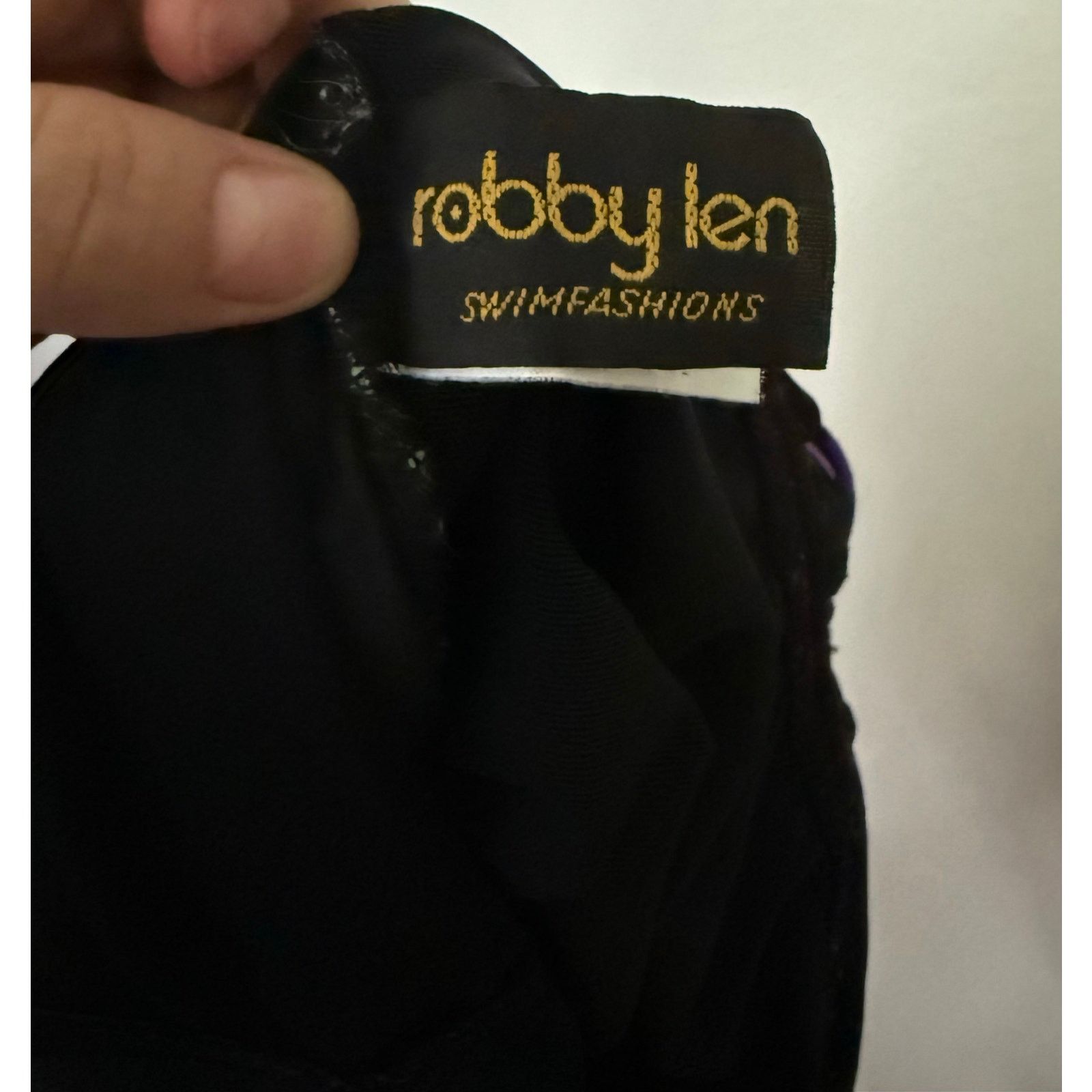 Vintage Vintage Robby Len Purple Black Floral One Piece Swim Suit 12 Size ONE SIZE - 5 Thumbnail