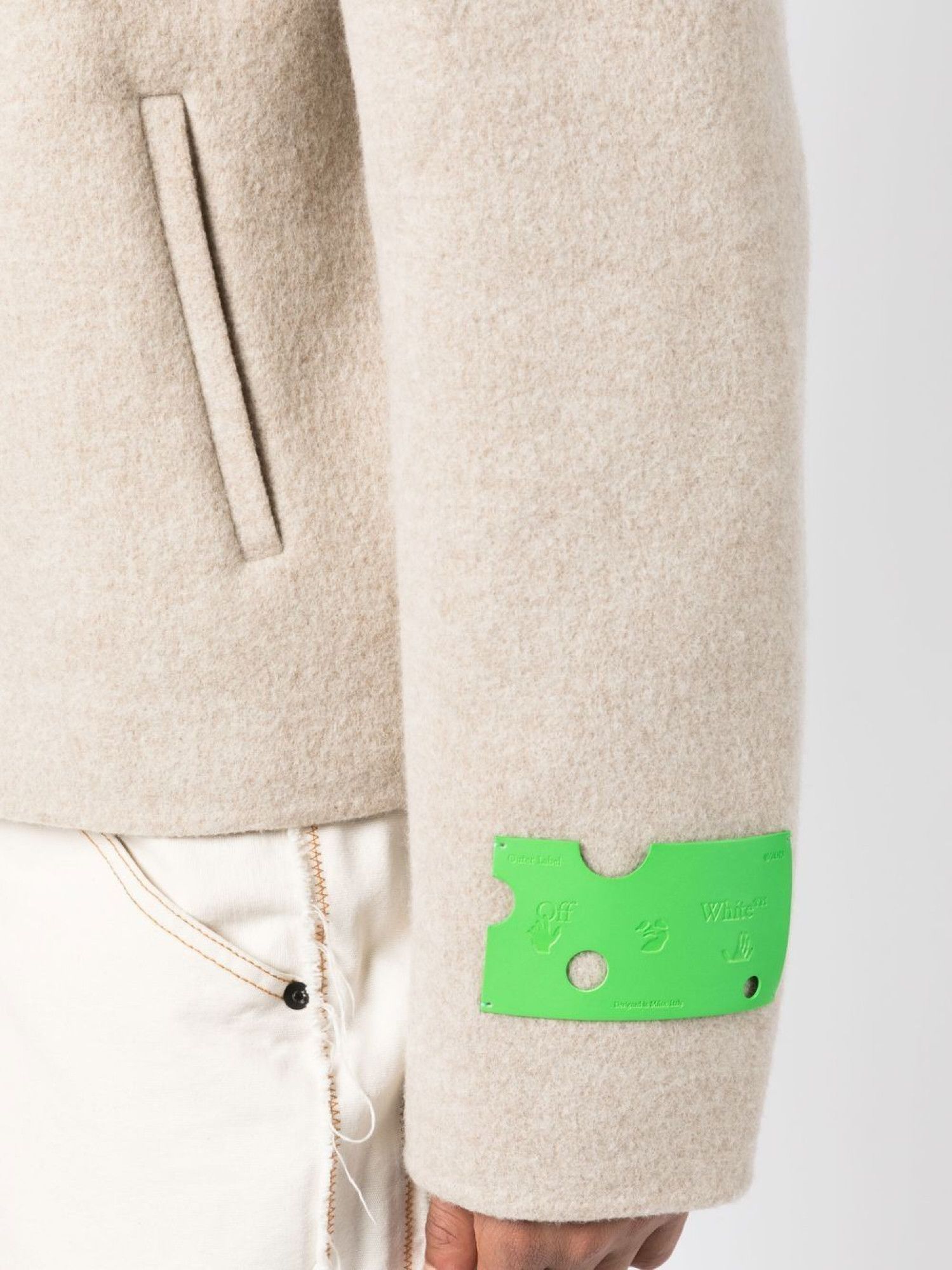 Off-White o1gr1nt0125 Tag Double Wool Zip Up Blouson Jacket in Bone Size US M / EU 48-50 / 2 - 5 Thumbnail