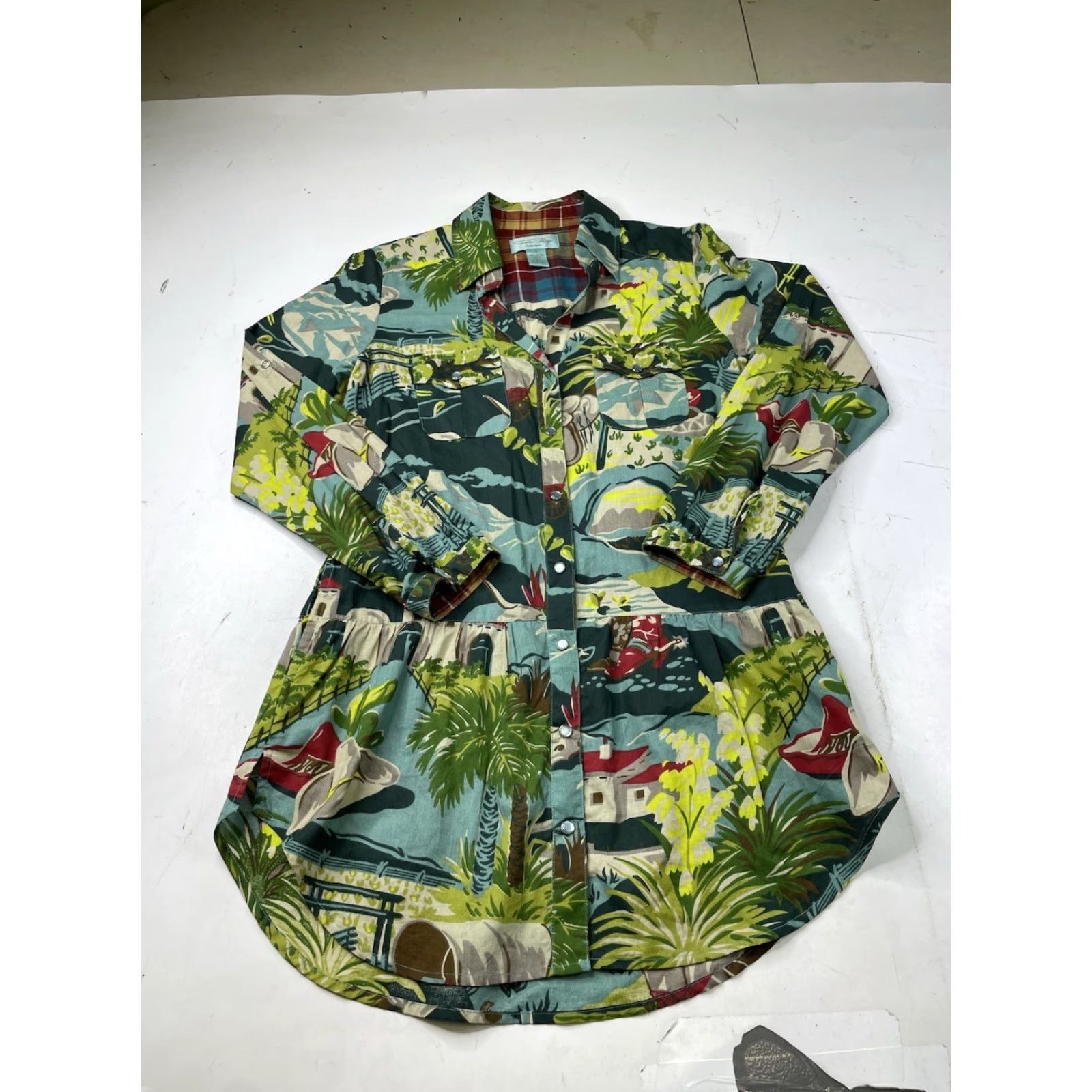 Vintage TASHA POLIZZI Womens Small Cotton Pearl Snap-Front Rodeo Shirt Dress Western Shirt Dress Size S / US 4 / IT 40 - 3 Thumbnail