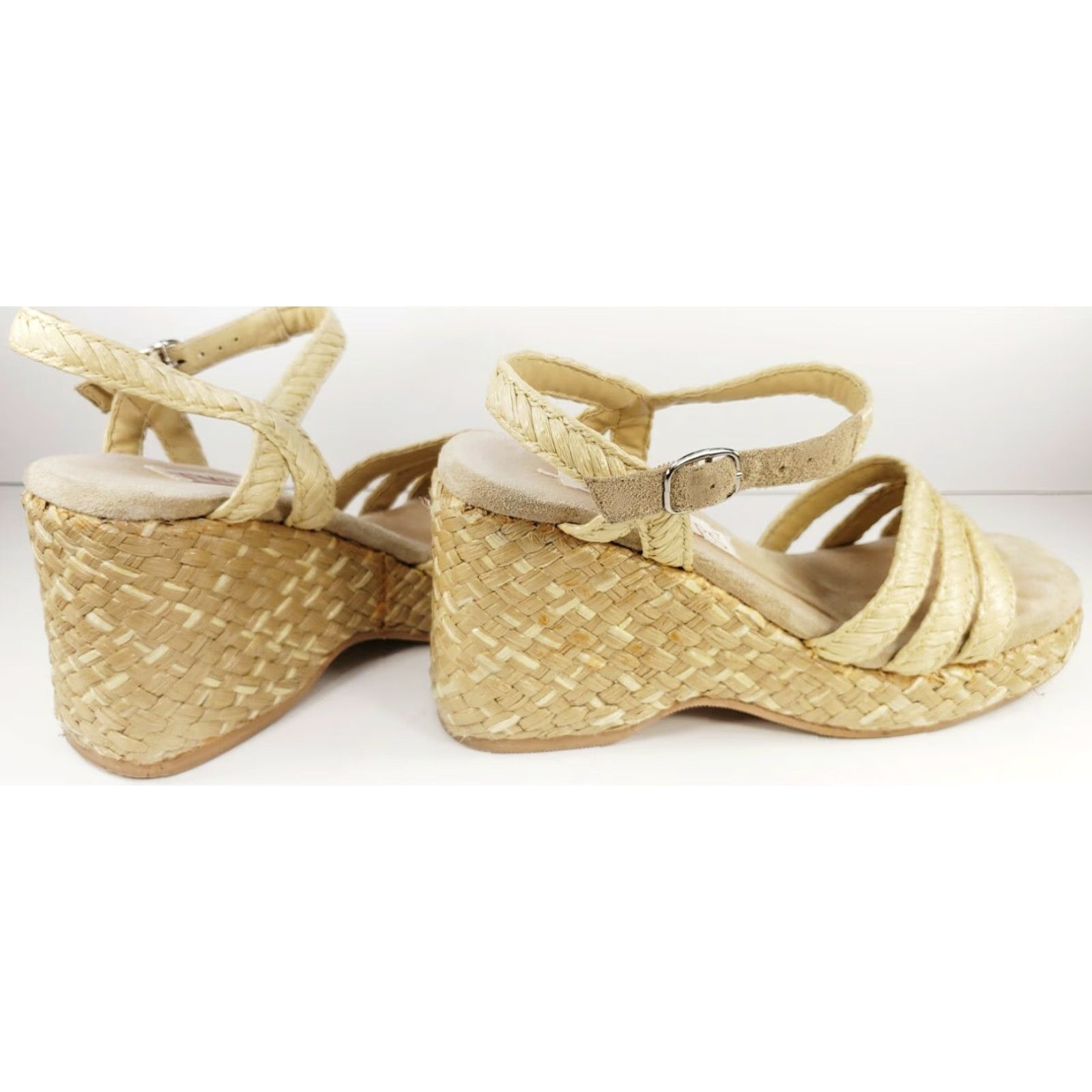 Vintage Two Lips Aruba Wedge Espidrille T-Strap Sandals Women Size 9 Beige with Box Size US 9 / IT 39 - 6 Thumbnail