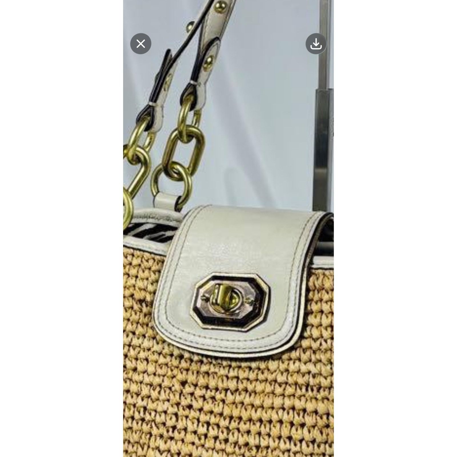 Coach Coach Straw Tea Rose Turnlock Tote Large Bag Size ONE SIZE - 3 Thumbnail