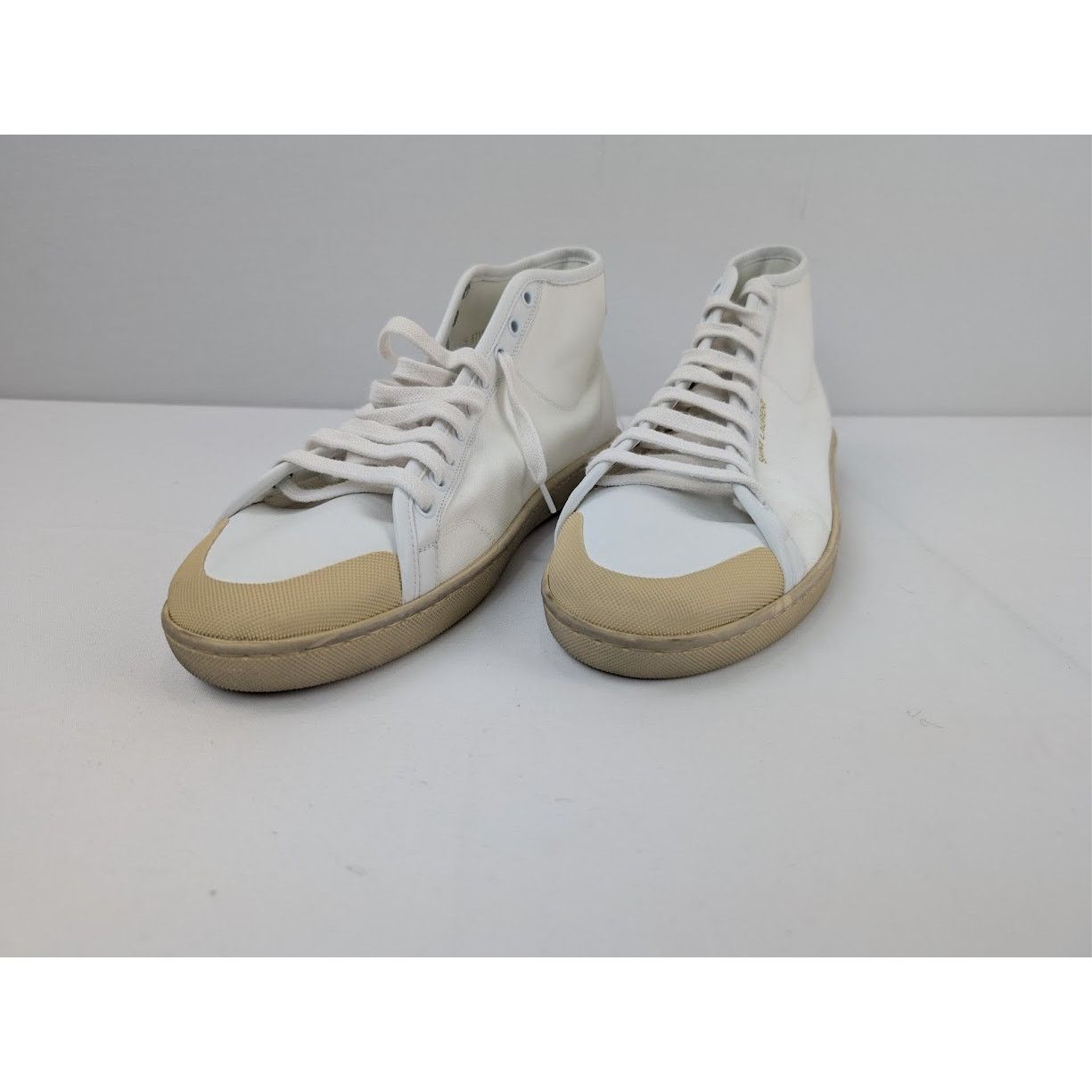 Saint Laurent Paris o1rshd1 Mid-Top Sneakers in Off-White Size US 12 / EU 45 - 7 Thumbnail