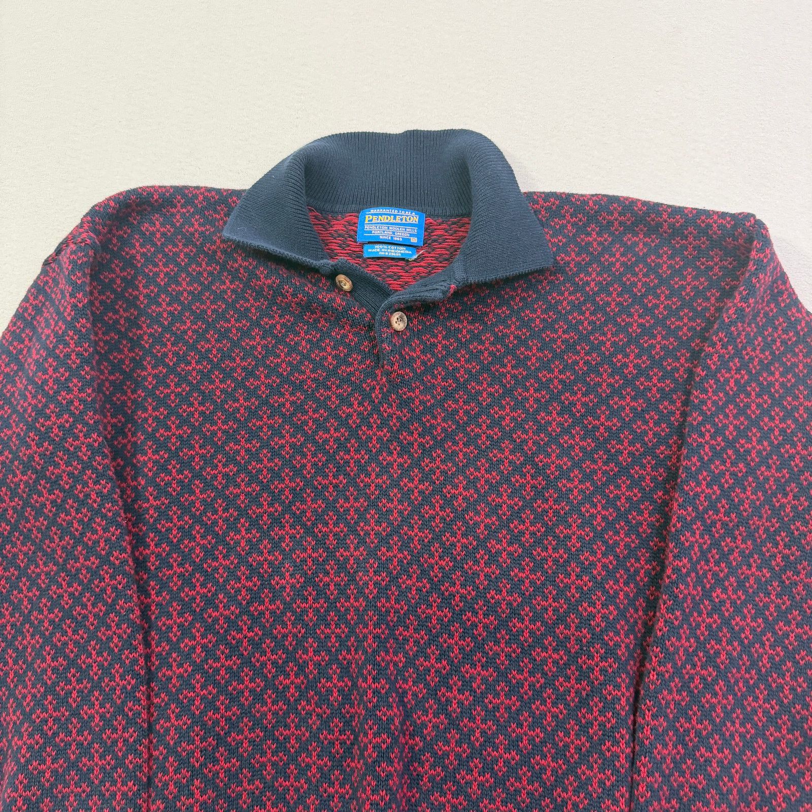 Pendleton Pendleton Collared Sweater Men's Medium Red Blue Geometric Size US M / EU 48-50 / 2 - 2 Thumbnail