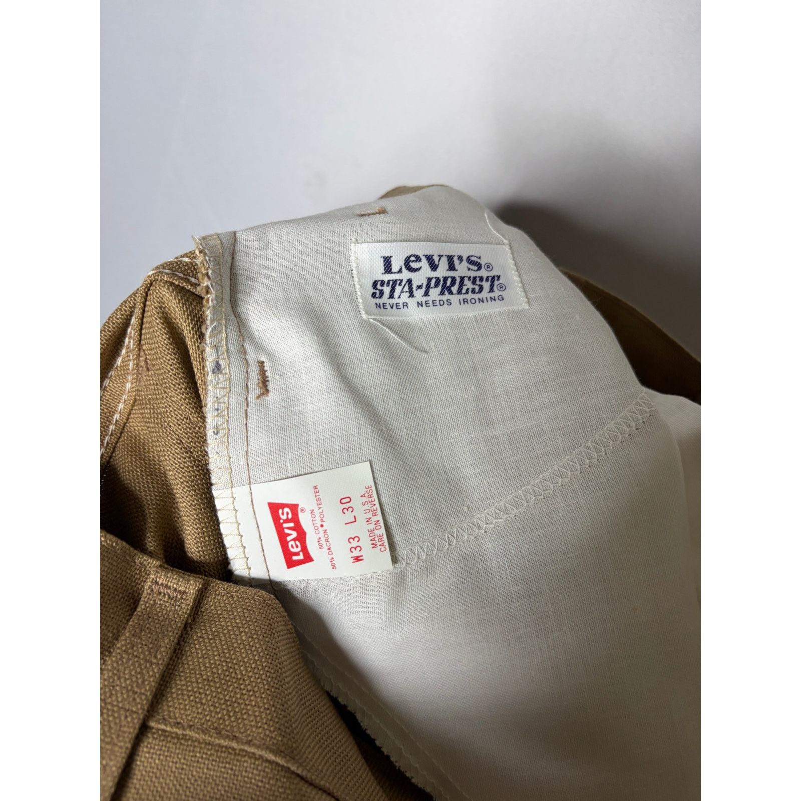 Levi's Vintage 70s Levi’s Sta-Prest khaki Dress Retro Pants 32x30 Size US 32 / EU 48 - 8 Thumbnail