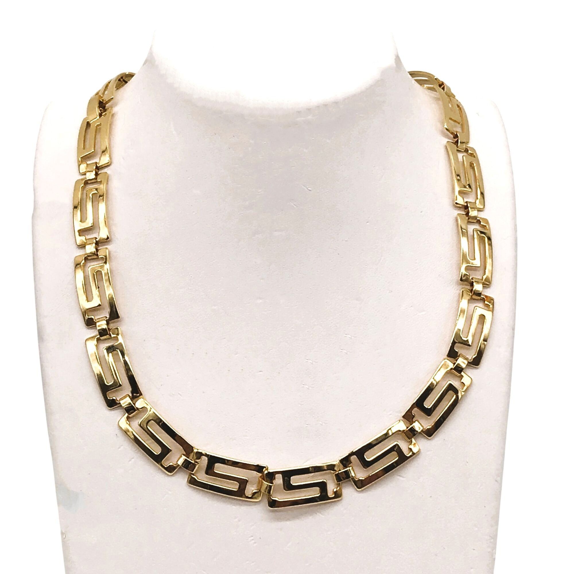 Vintage MCM Greek Key Collar Necklace Link Gold Plated? Vintage Mean Size ONE SIZE - 1 Thumbnail