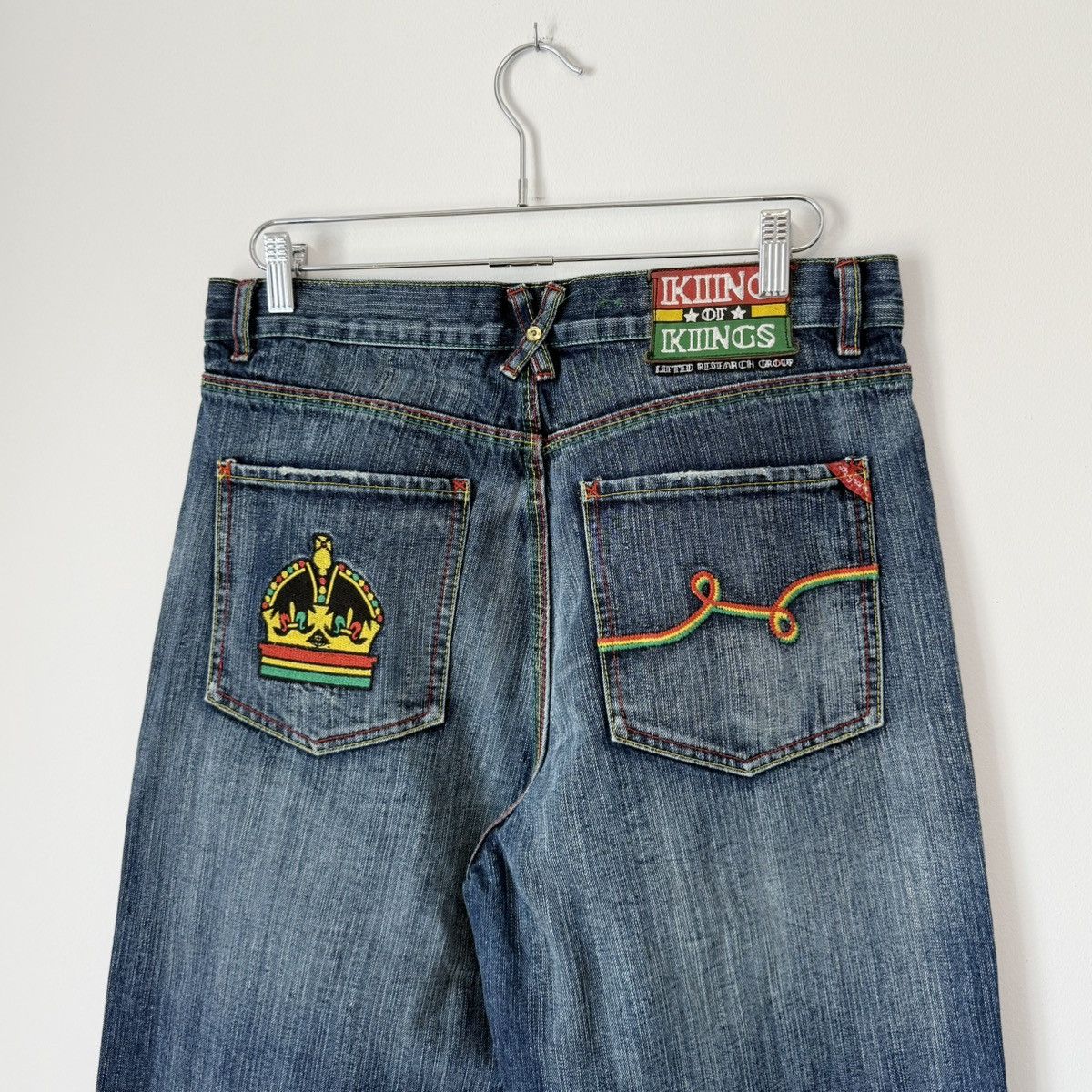 LRG Vtg 2000s LRG “Jamaican Royalty” Faded Baggy Jeans Y2K JNCO Size US 34 / EU 50 - 3 Thumbnail