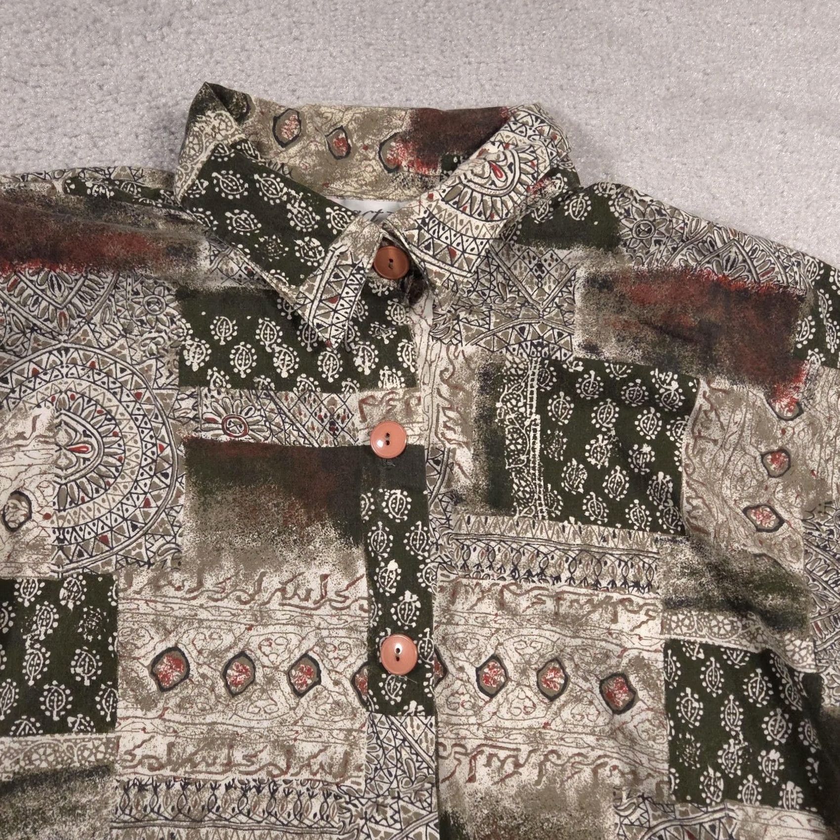 Vintage VINTAGE Act III Shirt Womens 18W Plus Geometric Print Button-Up Short Sleeve USA 90s Size XXL / US 16-18 / IT 52-54 - 3 Thumbnail