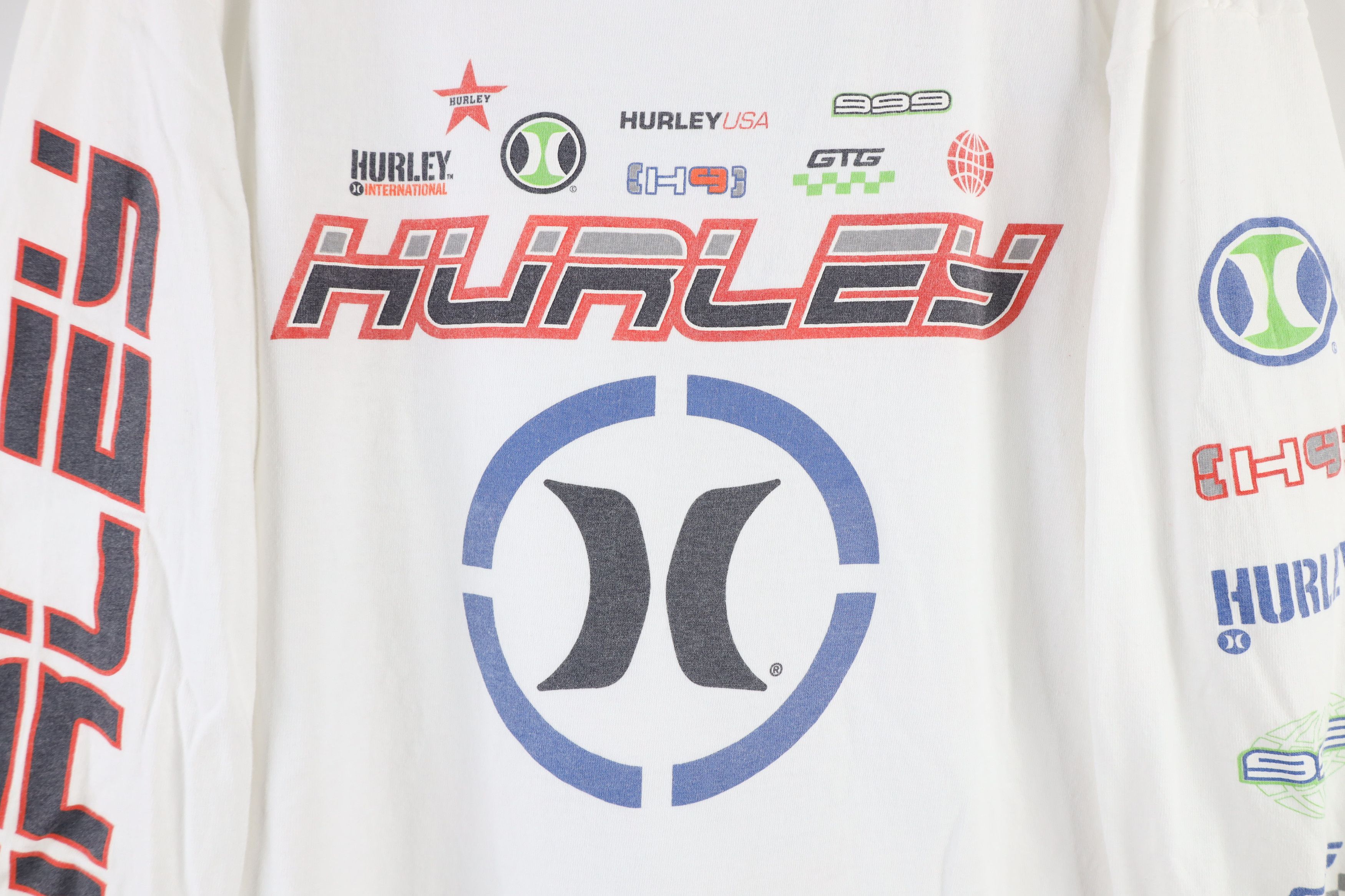 Hurley Vintage 90s Hurley t Surfing Long Sleeve T-Shirt White USA Size US L / EU 52-54 / 3 - 6 Thumbnail