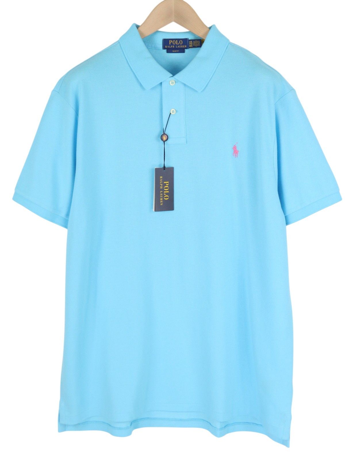 SLIM FIT 2XL Blue Short Sleeve Polo Neck T-Shirt 84532