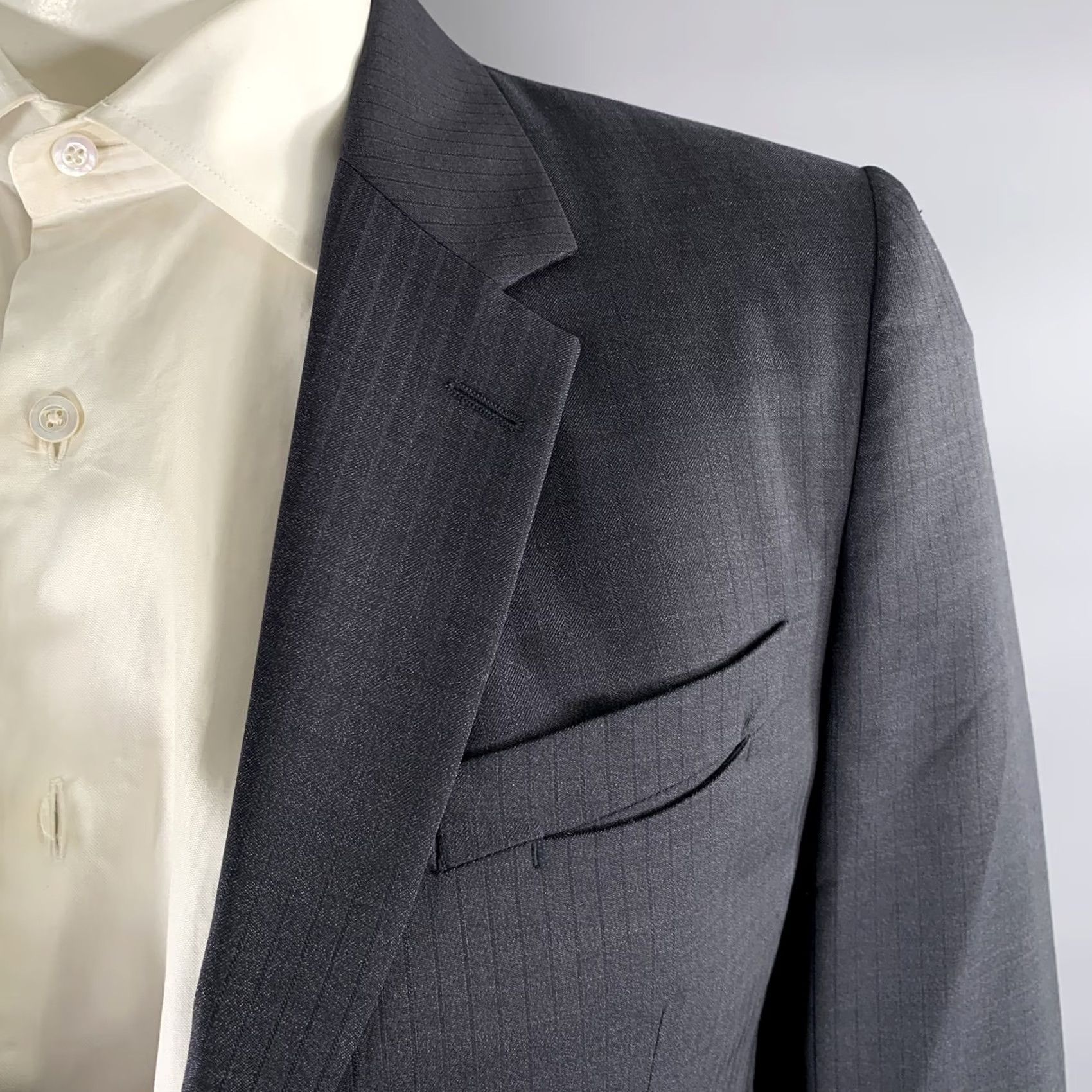Maison Margiela MAISON MARGIELA Sport Coat 42 Notch Lapel Pinstripe Wool Grey Charcoal Men Adult Italy Size US XS / EU 42 / 0 - 2 Thumbnail