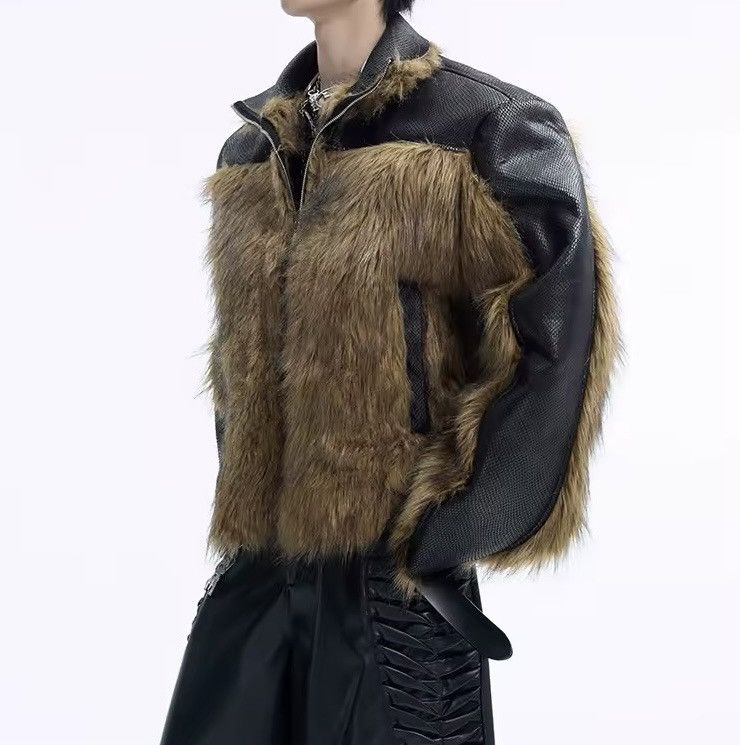 Other Design Streetwear Patchwork Leather Faux Fur Zipper Jacket Size US L / EU 52-54 / 3 - 2 Thumbnail