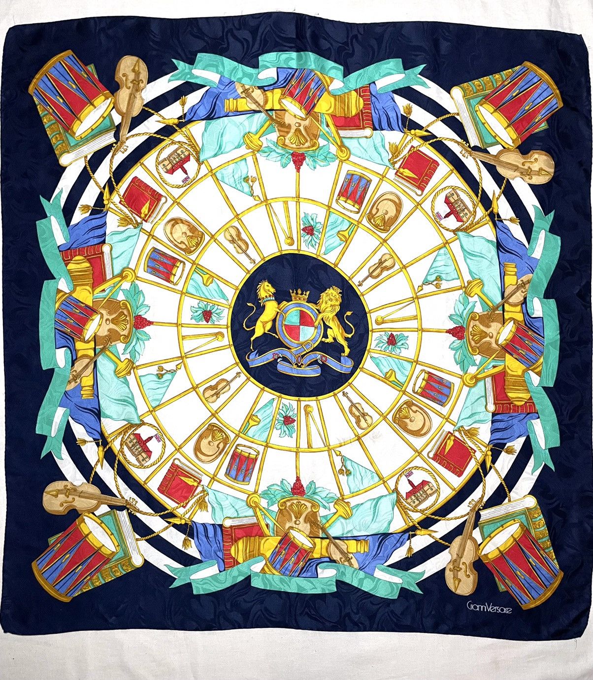 Gianni Versace jacquard art music silk scarf