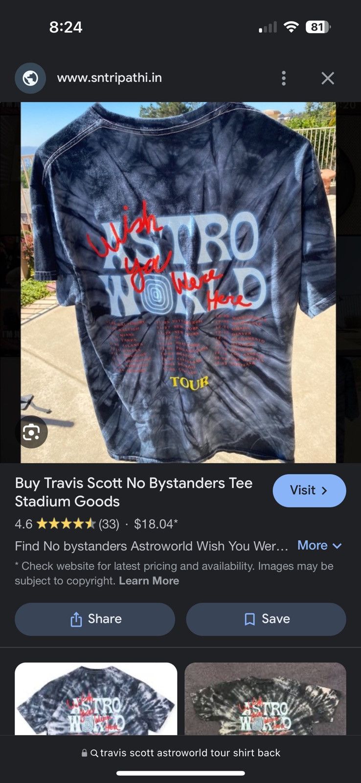 Travis Scott Travis Scott Astroworld Merch No Bystanders Tee Small Size US S / EU 44-46 / 1 - 5 Thumbnail