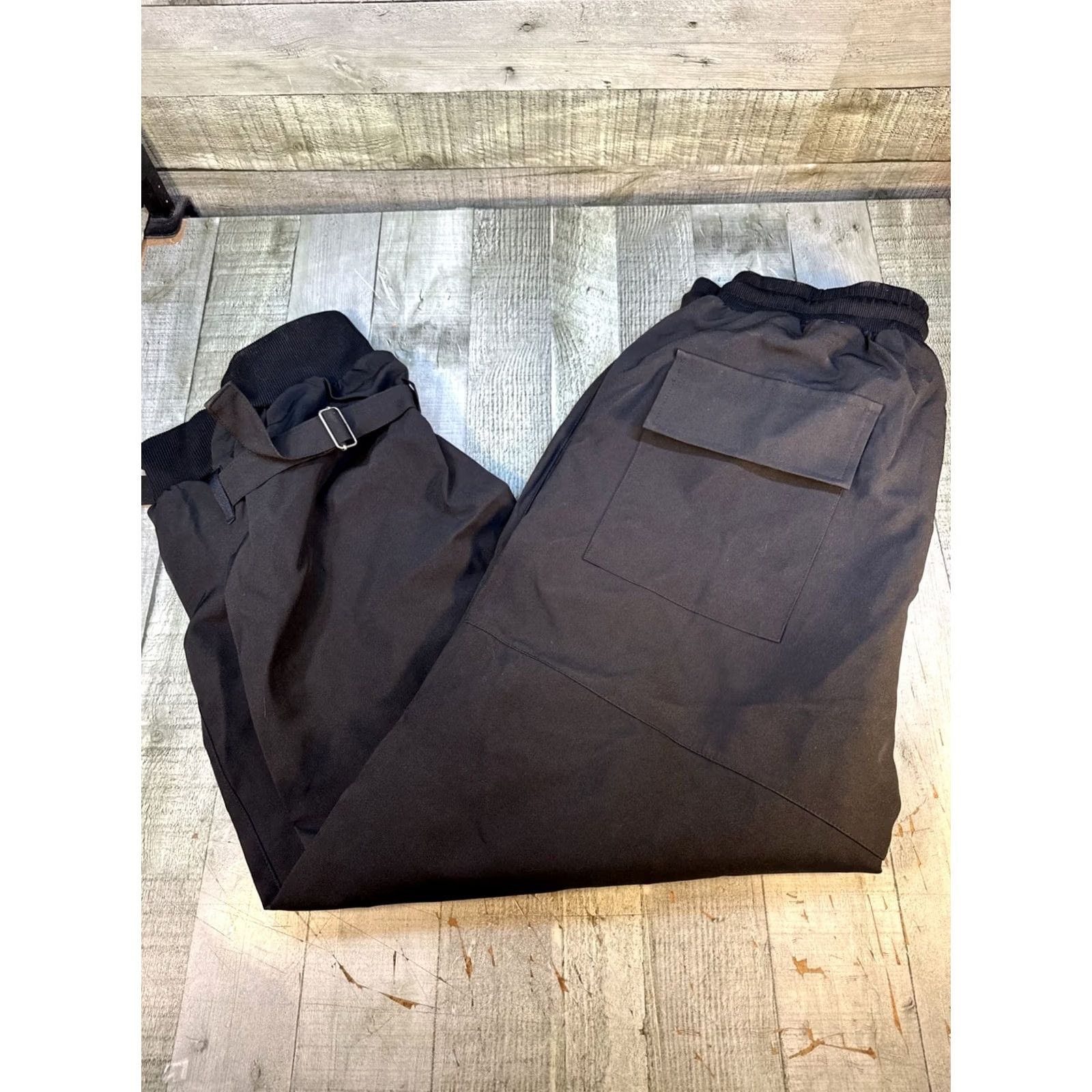 Vintage Mens Cargo Jogger Pants 2XL Black Zipper Pockets Drawstring Waist Size US 39 - 4 Thumbnail